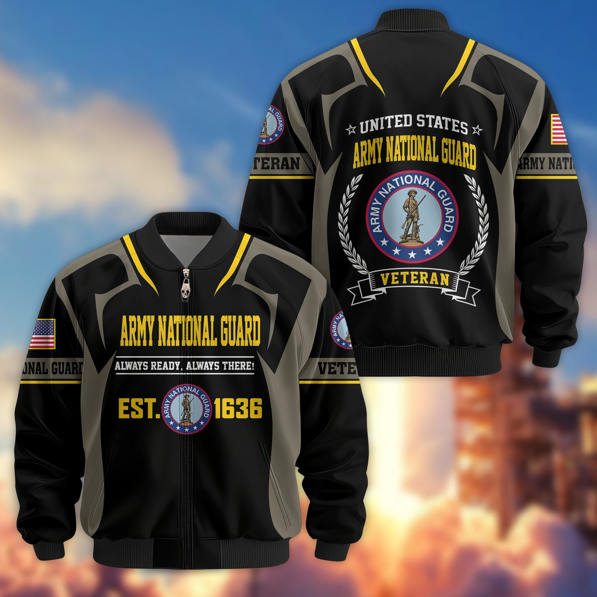 Premium US Veterans Bomber Jacket BPHN030913, Gifts For US Veterans, Gifts On Father's Day, Veterans Day.