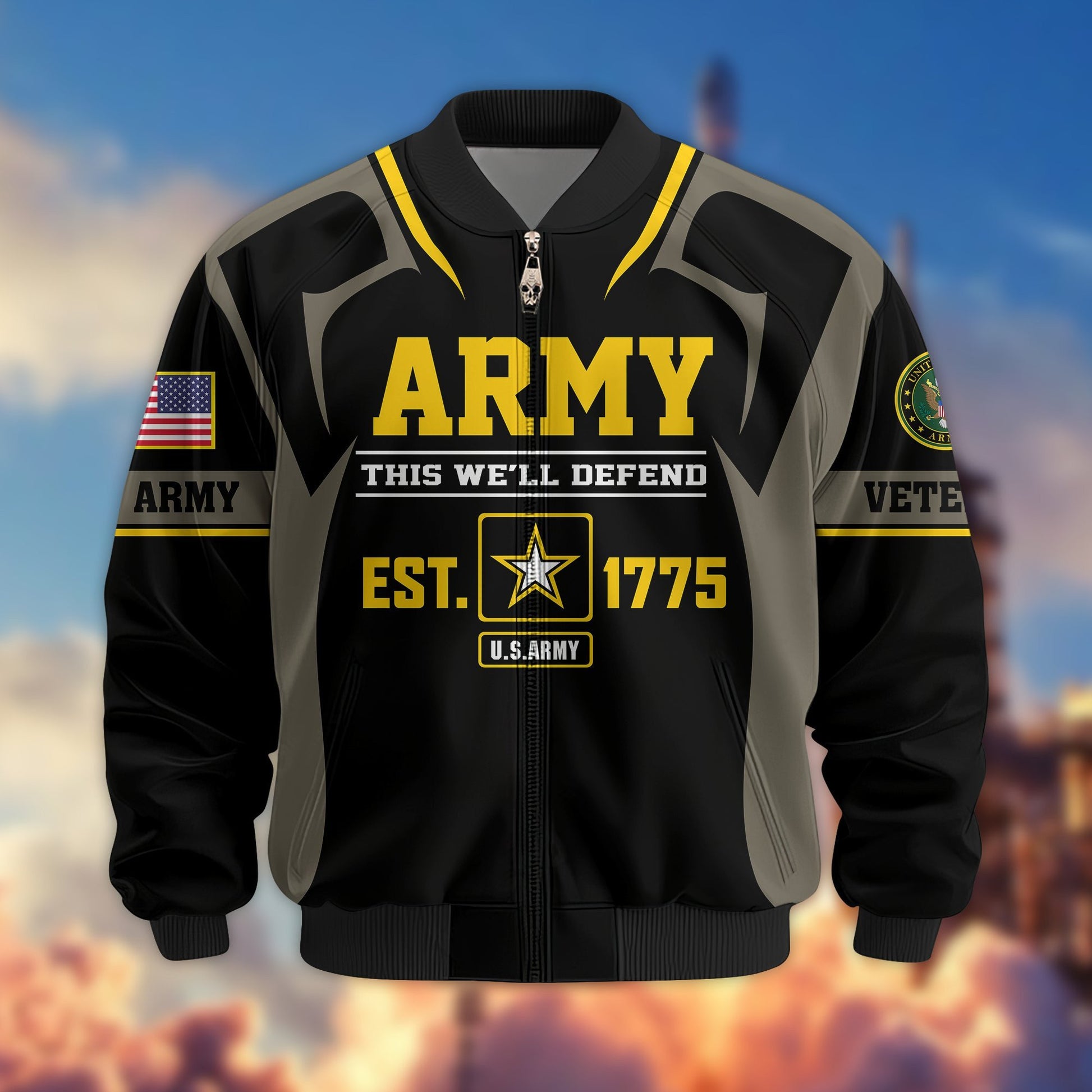 Premium US Veterans Bomber Jacket BPHN030913, Gifts For US Veterans, Gifts On Father's Day, Veterans Day.