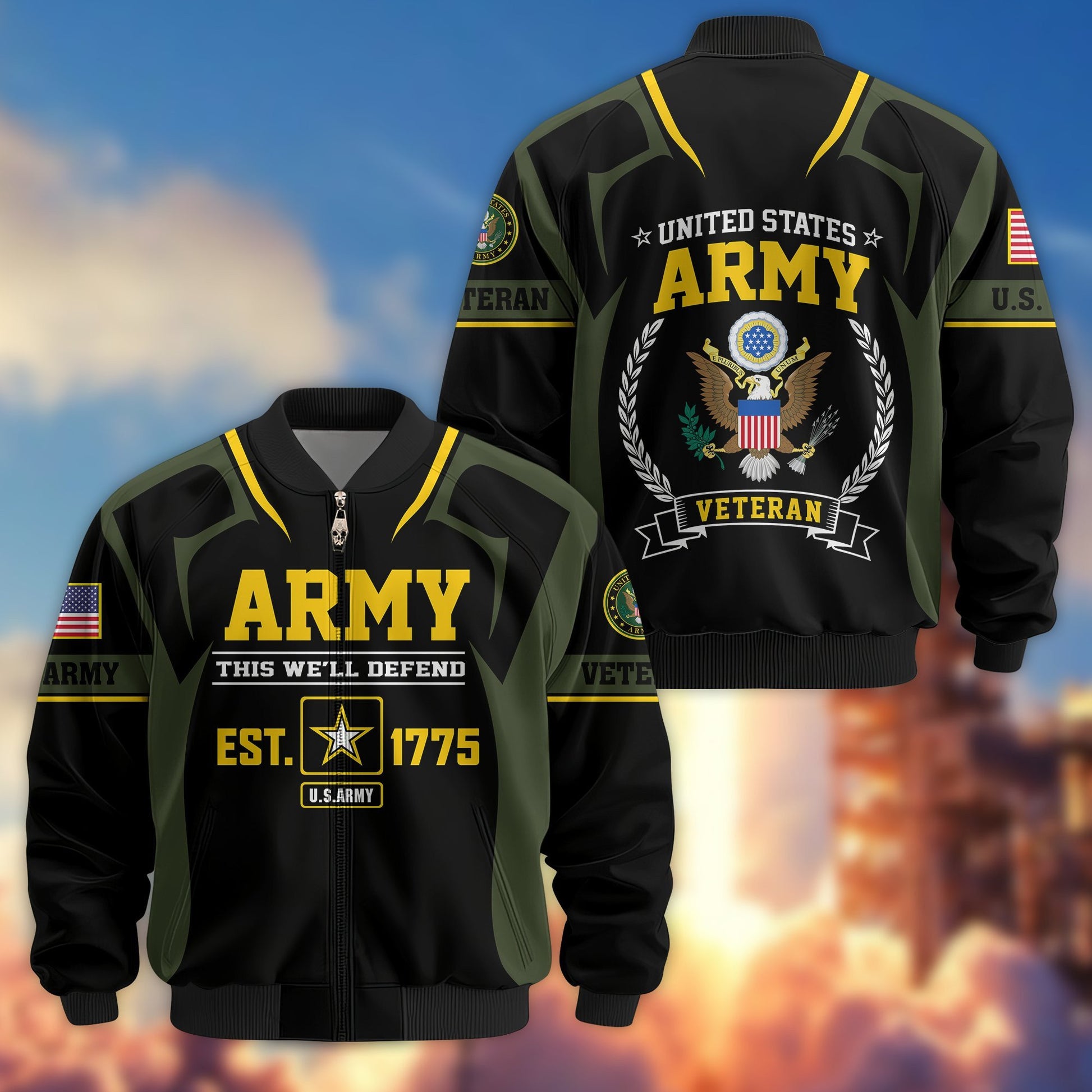 Premium US Veterans Bomber Jacket BPHN030913, Gifts For US Veterans, Gifts On Father's Day, Veterans Day.