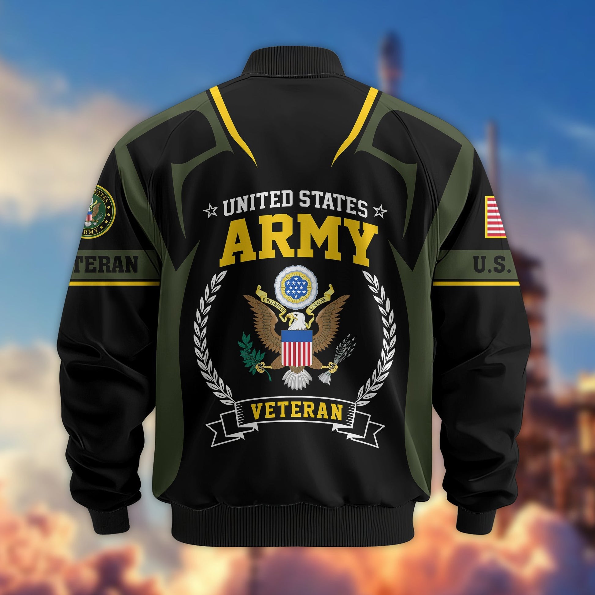 Premium US Veterans Bomber Jacket BPHN030913, Gifts For US Veterans, Gifts On Father's Day, Veterans Day.