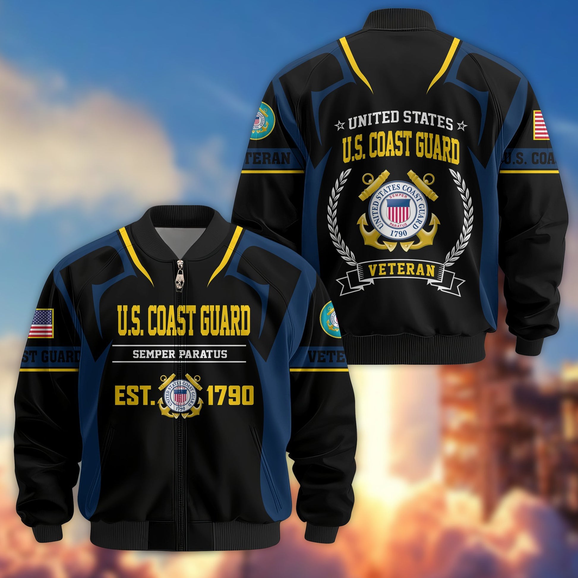 Premium US Veterans Bomber Jacket BPHN030913, Gifts For US Veterans, Gifts On Father's Day, Veterans Day.