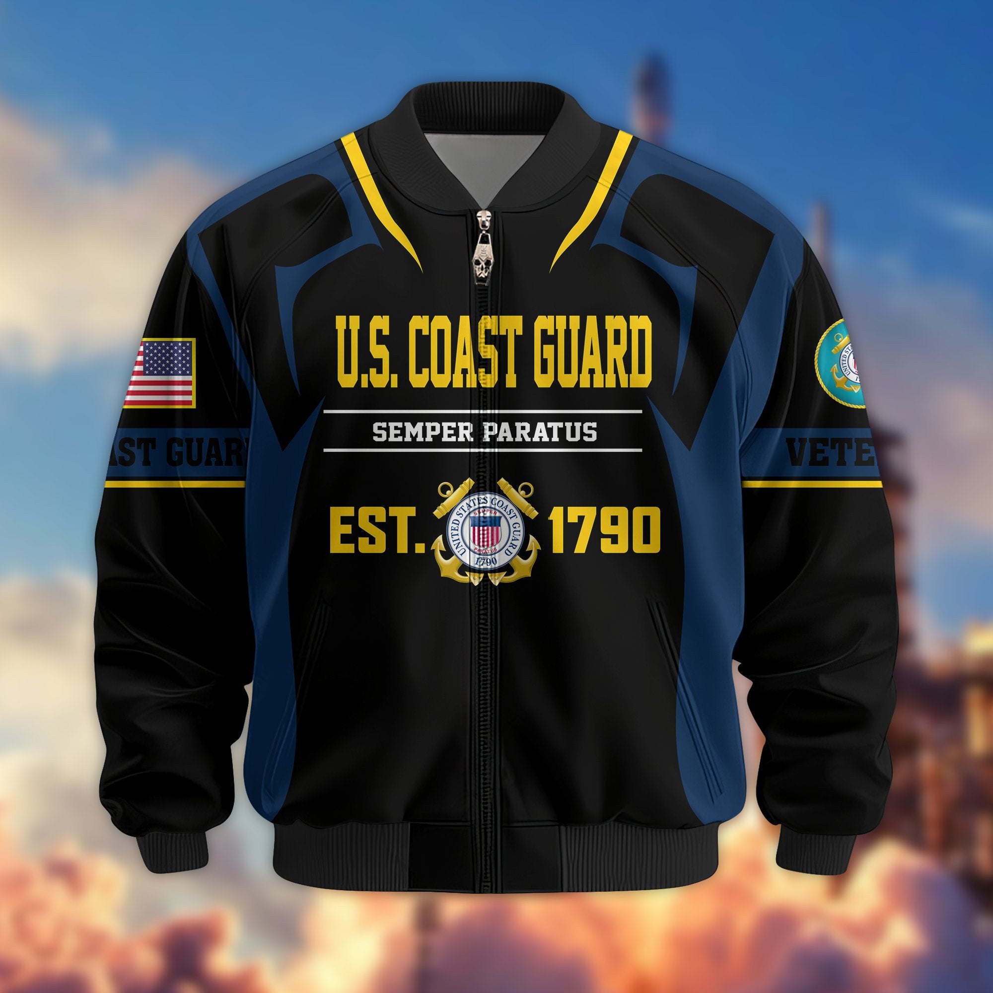 Premium US Veterans Bomber Jacket BPHN030913, Gifts For US Veterans, Gifts On Father's Day, Veterans Day.