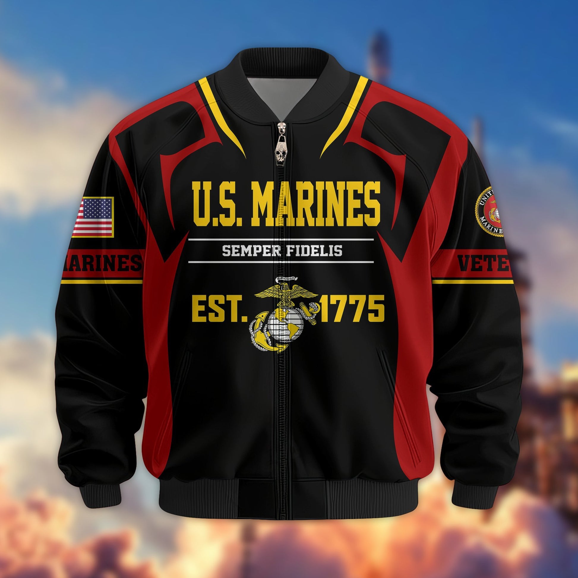 Premium US Veterans Bomber Jacket BPHN030913, Gifts For US Veterans, Gifts On Father's Day, Veterans Day.