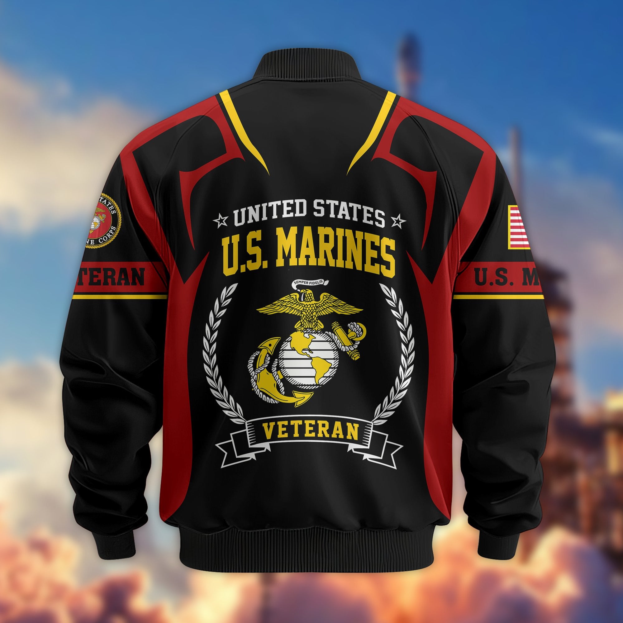 Premium US Veterans Bomber Jacket BPHN030913, Gifts For US Veterans, Gifts On Father's Day, Veterans Day.