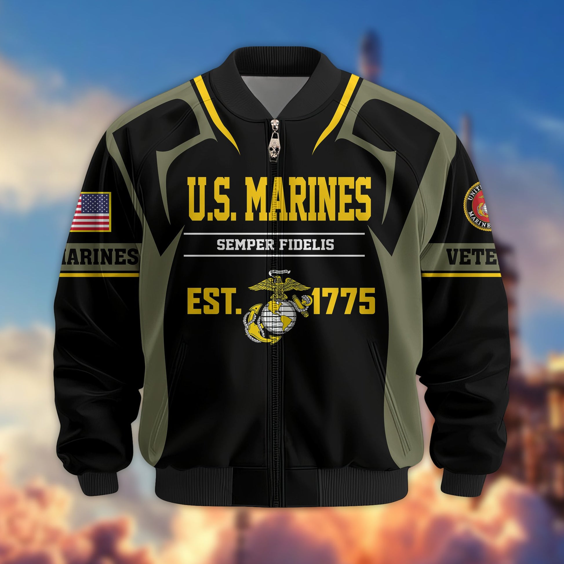 Premium US Veterans Bomber Jacket BPHN030913, Gifts For US Veterans, Gifts On Father's Day, Veterans Day.