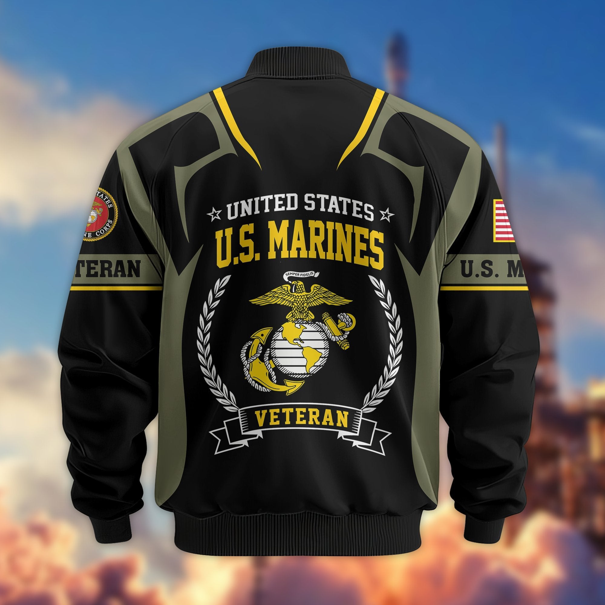 Premium US Veterans Bomber Jacket BPHN030913, Gifts For US Veterans, Gifts On Father's Day, Veterans Day.