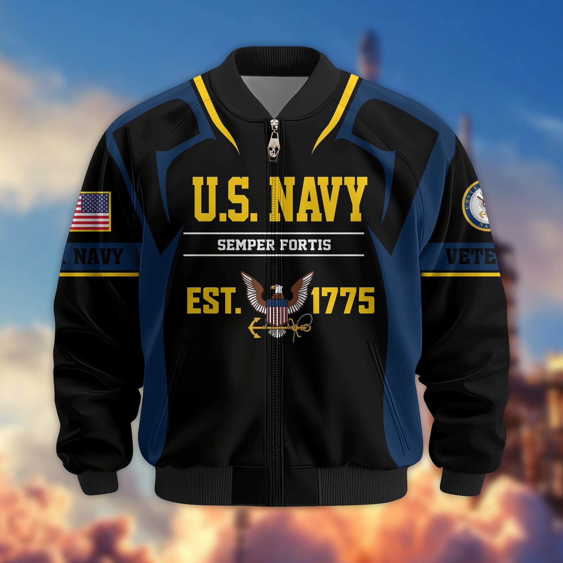 Premium US Veterans Bomber Jacket BPHN030913, Gifts For US Veterans, Gifts On Father's Day, Veterans Day.