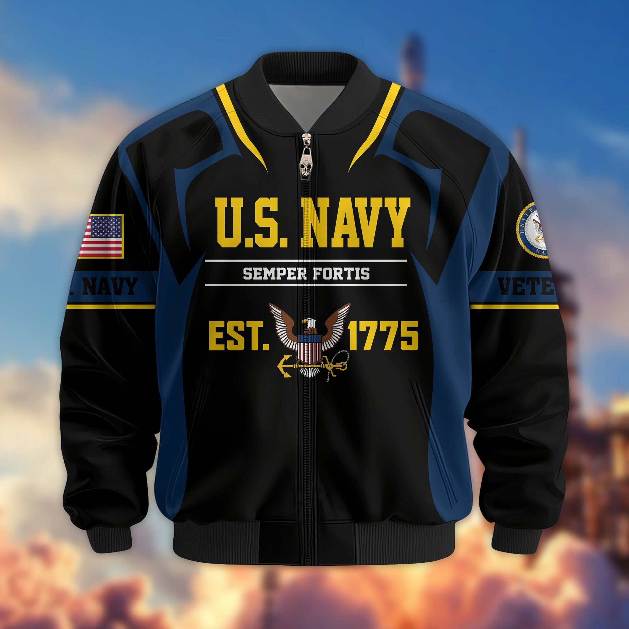 Premium US Veterans Bomber Jacket BPHN030913, Gifts For US Veterans, Gifts On Father's Day, Veterans Day.