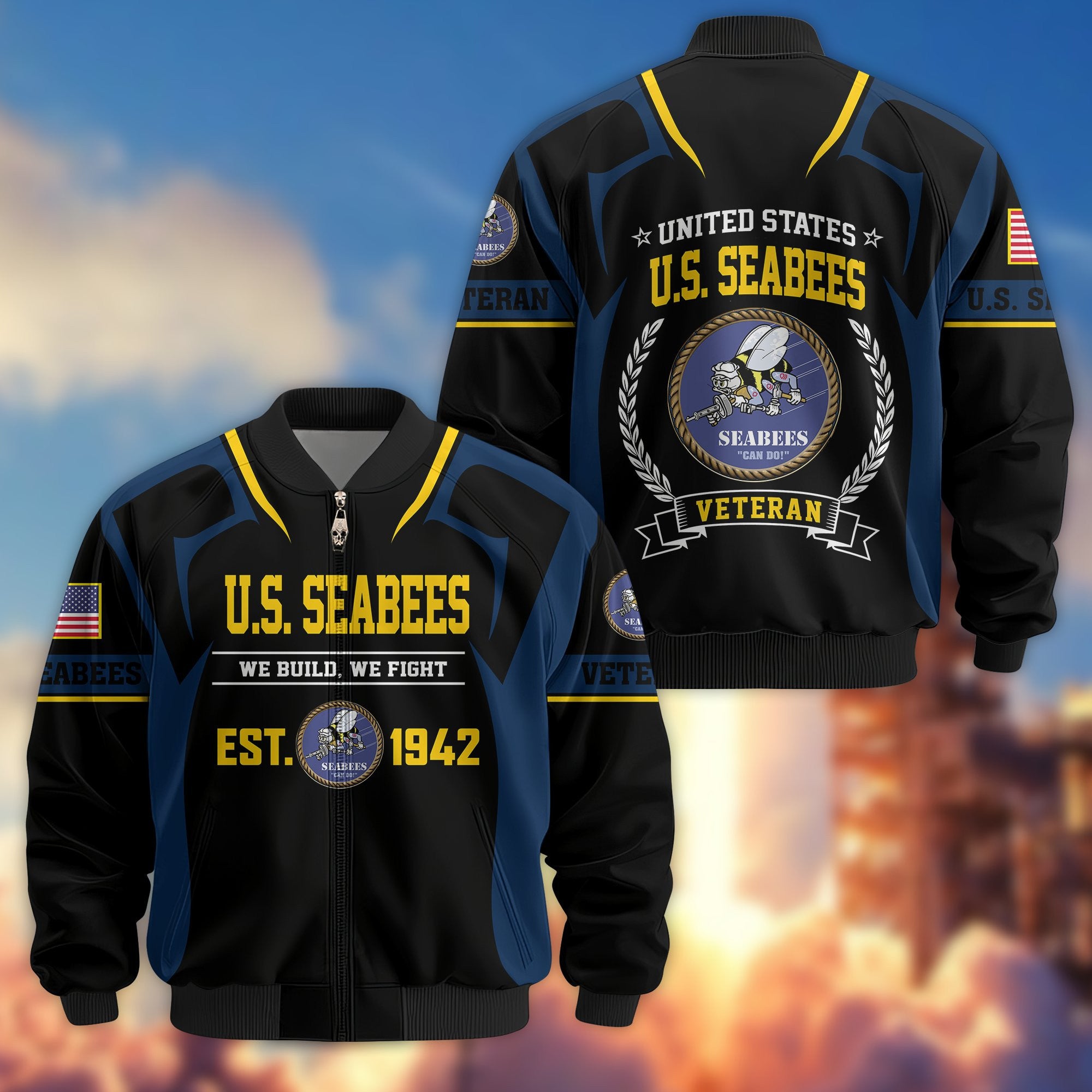 Premium US Veterans Bomber Jacket BPHN030913, Gifts For US Veterans, Gifts On Father's Day, Veterans Day.