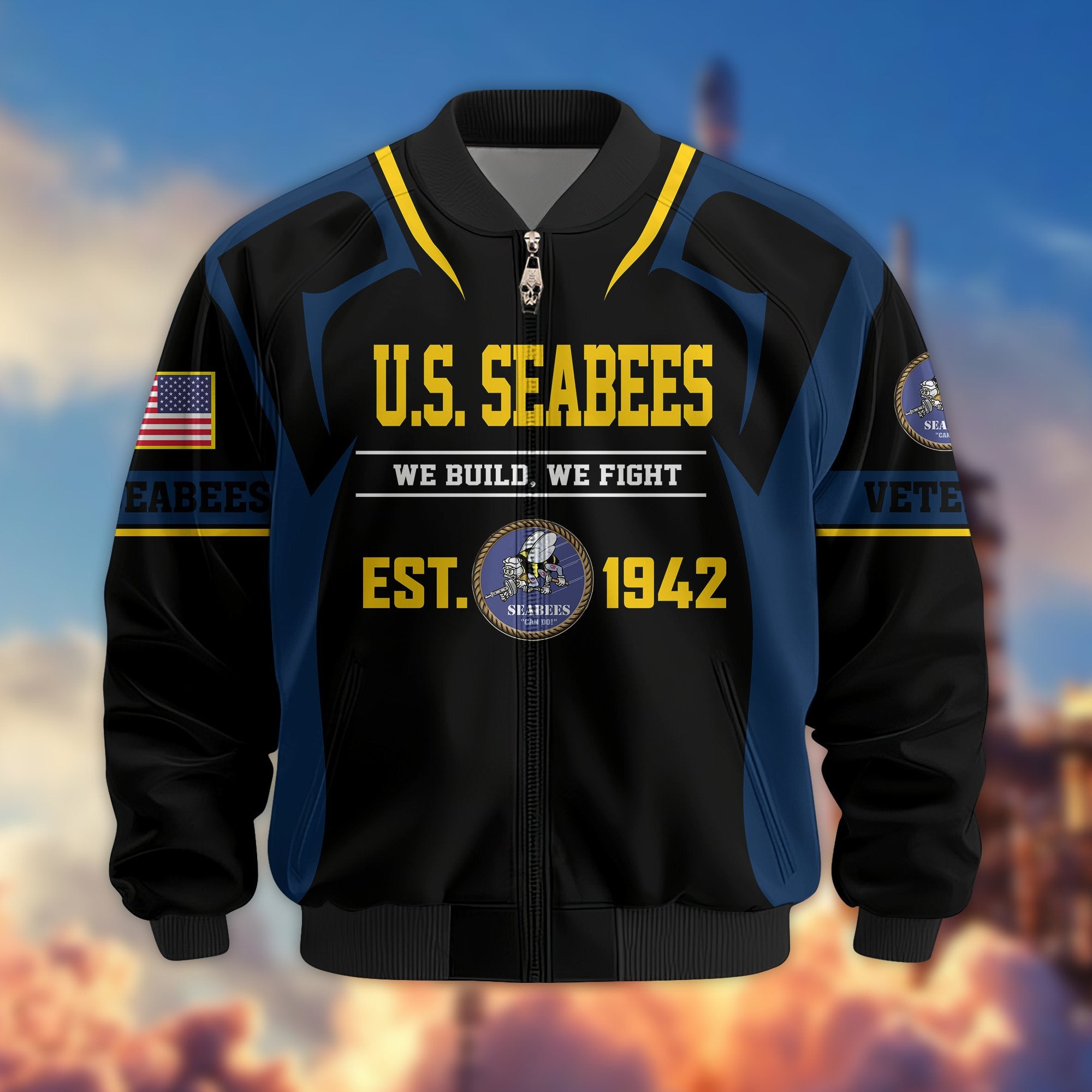 Premium US Veterans Bomber Jacket BPHN030913, Gifts For US Veterans, Gifts On Father's Day, Veterans Day.