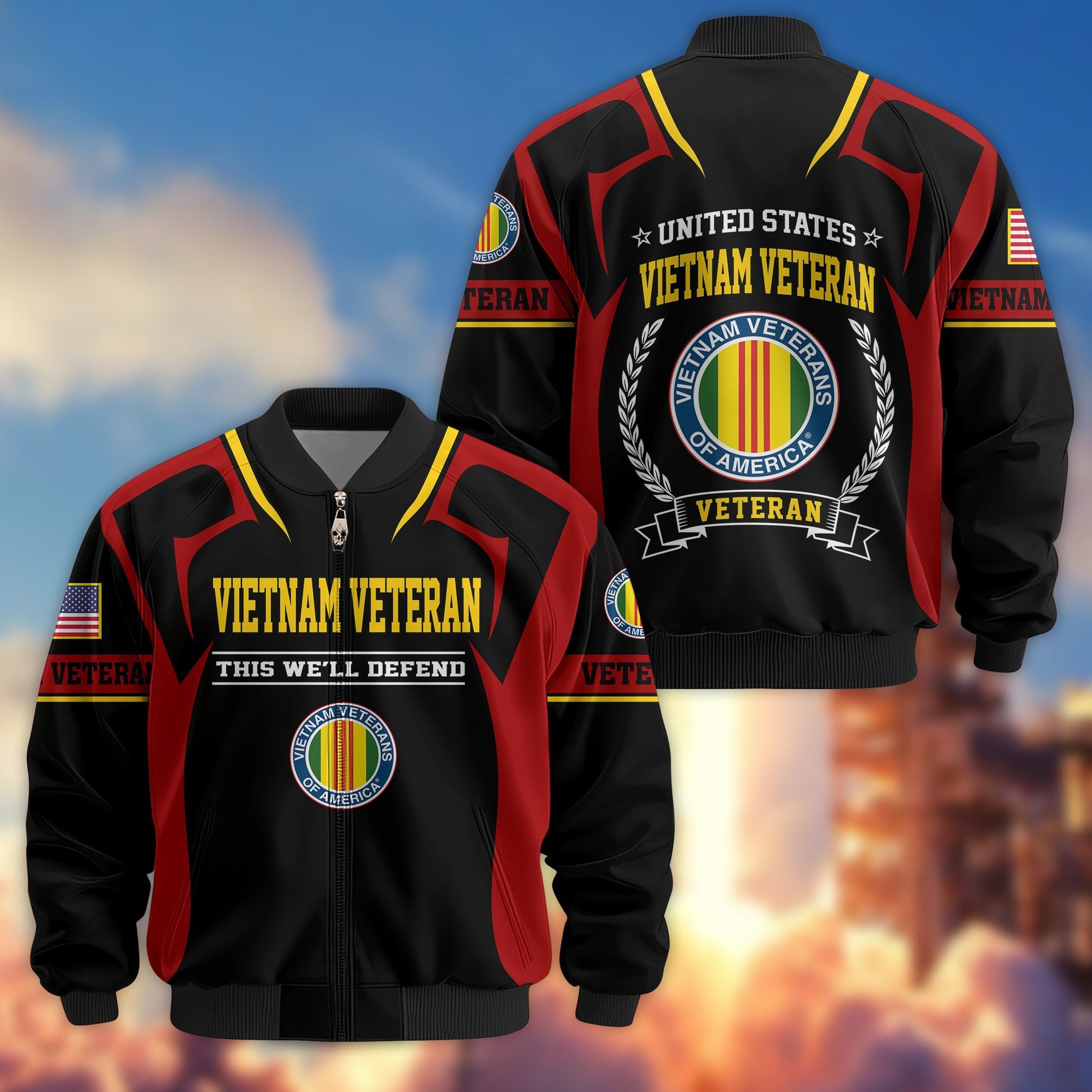 Premium US Veterans Bomber Jacket BPHN030913, Gifts For US Veterans, Gifts On Father's Day, Veterans Day.