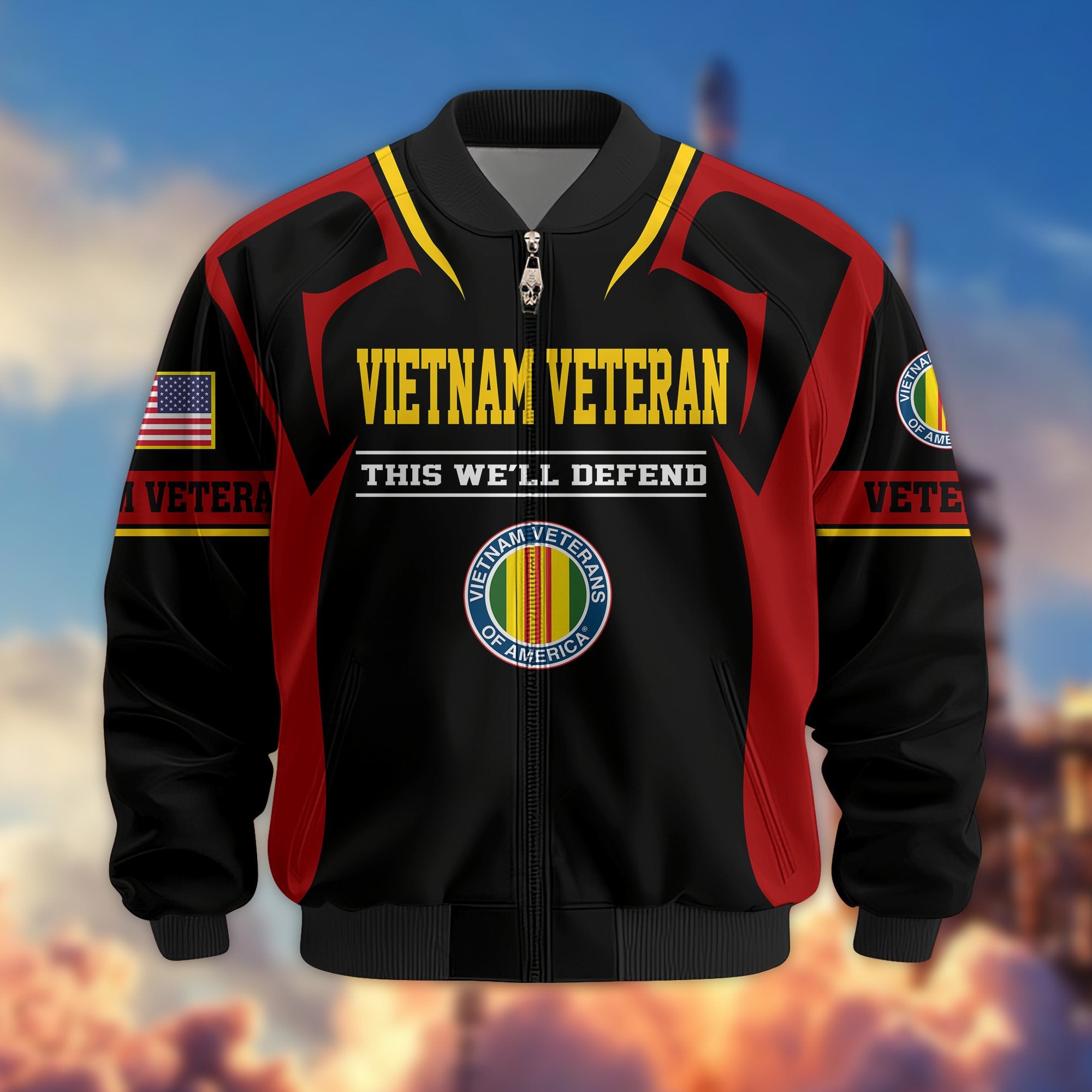 Premium US Veterans Bomber Jacket BPHN030913, Gifts For US Veterans, Gifts On Father's Day, Veterans Day.