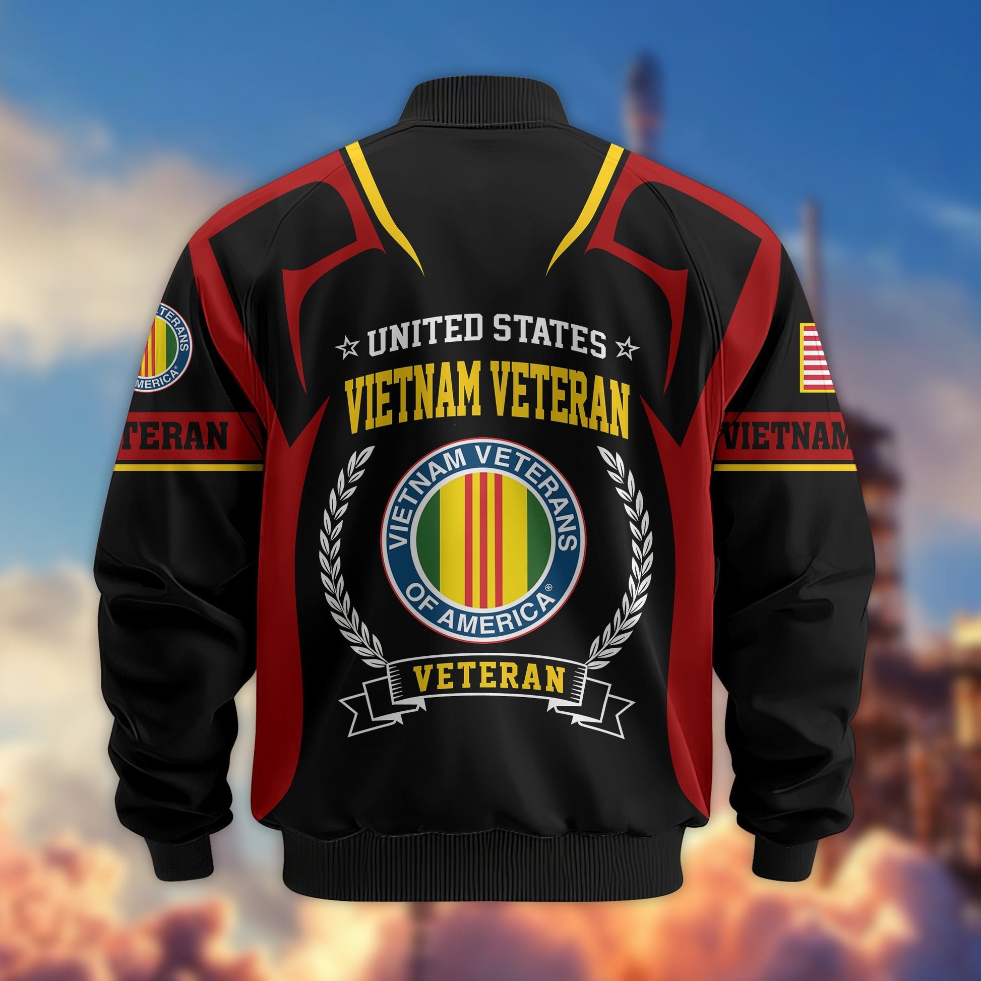Premium US Veterans Bomber Jacket BPHN030913, Gifts For US Veterans, Gifts On Father's Day, Veterans Day.