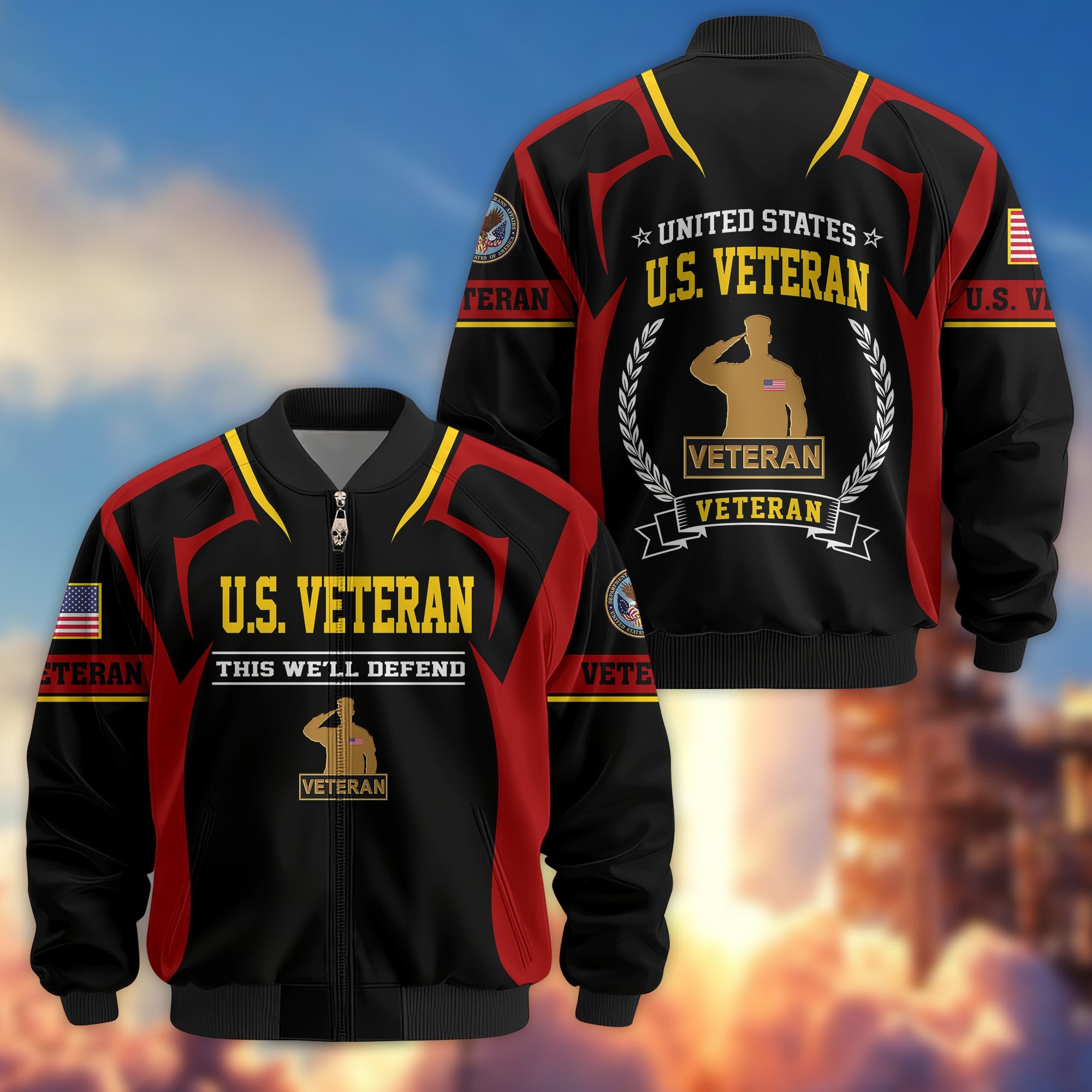 Premium US Veterans Bomber Jacket BPHN030913, Gifts For US Veterans, Gifts On Father's Day, Veterans Day.