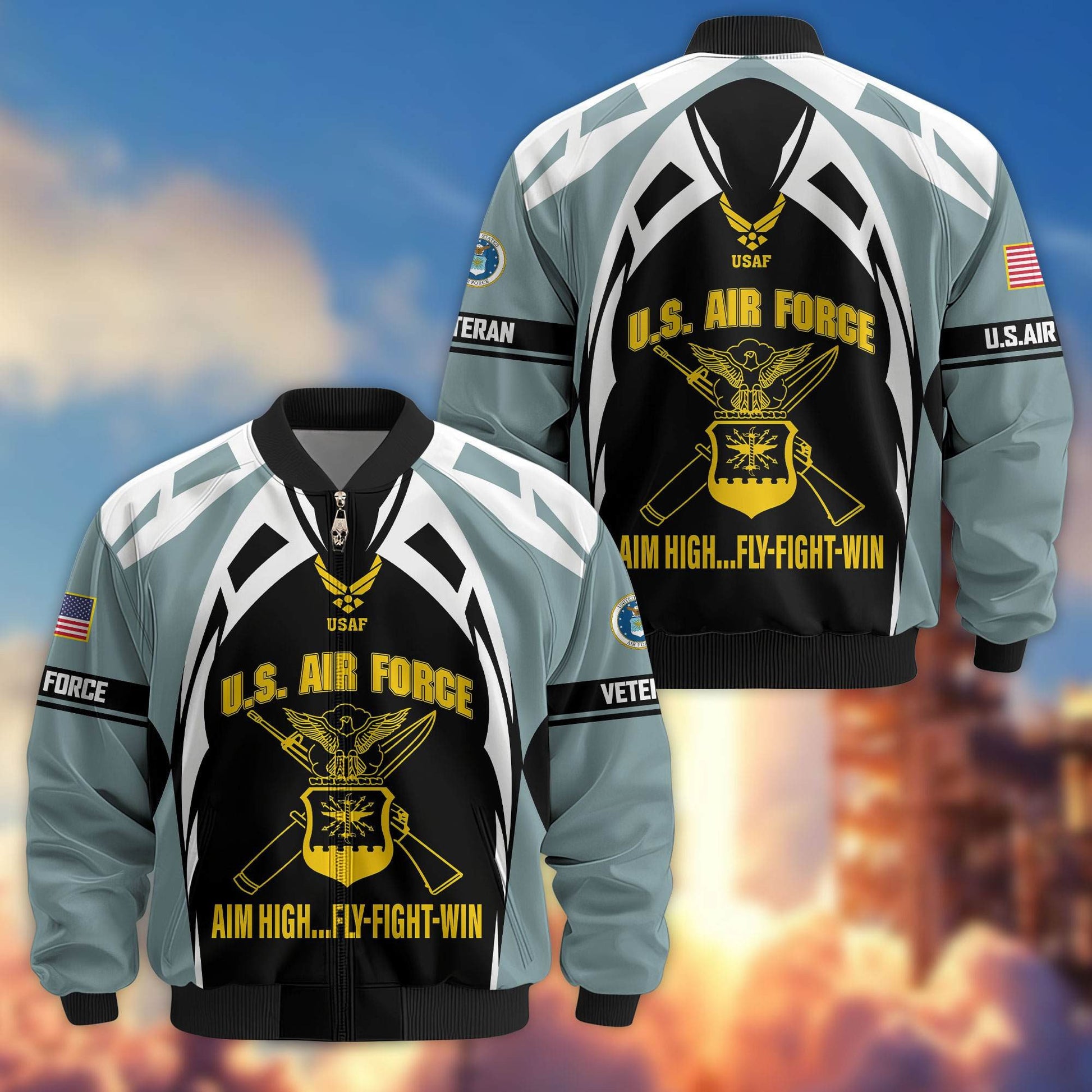 Premium US Veterans Bomber Jacket ATTN130821, Gifts For US Veterans, Gifts On Father's Day, Veterans Day.