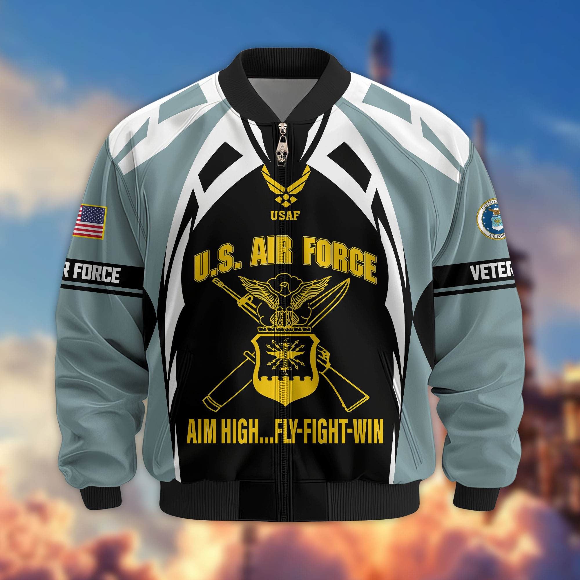 Premium US Veterans Bomber Jacket ATTN130821, Gifts For US Veterans, Gifts On Father's Day, Veterans Day.