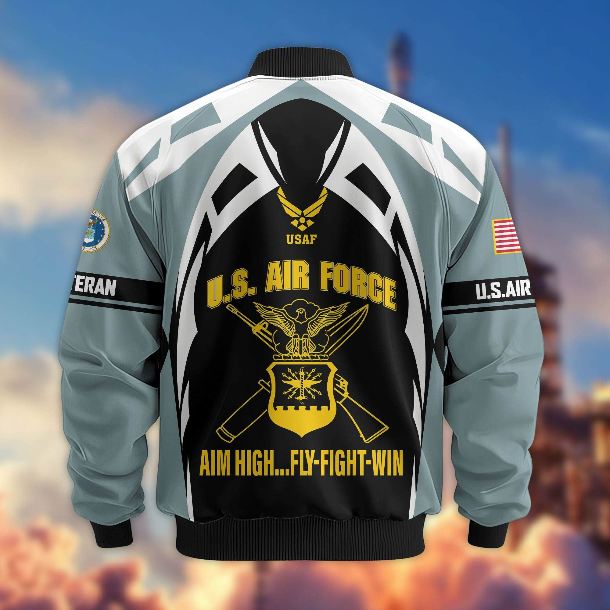 Premium US Veterans Bomber Jacket ATTN130821, Gifts For US Veterans, Gifts On Father's Day, Veterans Day.