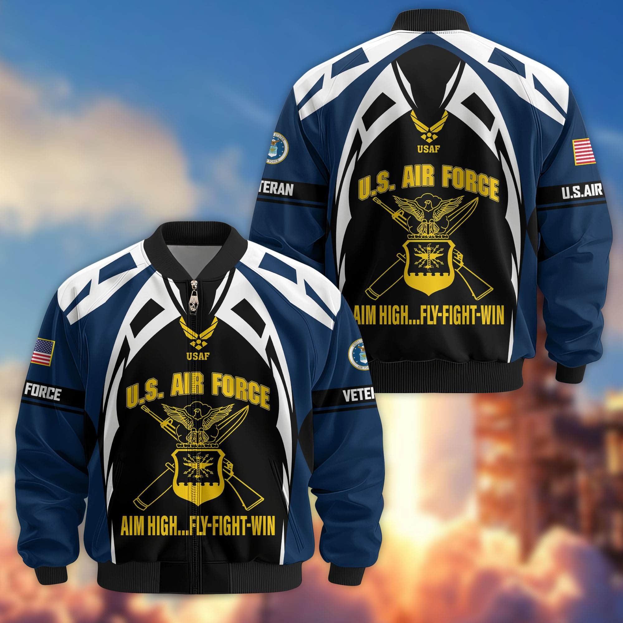 Premium US Veterans Bomber Jacket ATTN130821, Gifts For US Veterans, Gifts On Father's Day, Veterans Day.