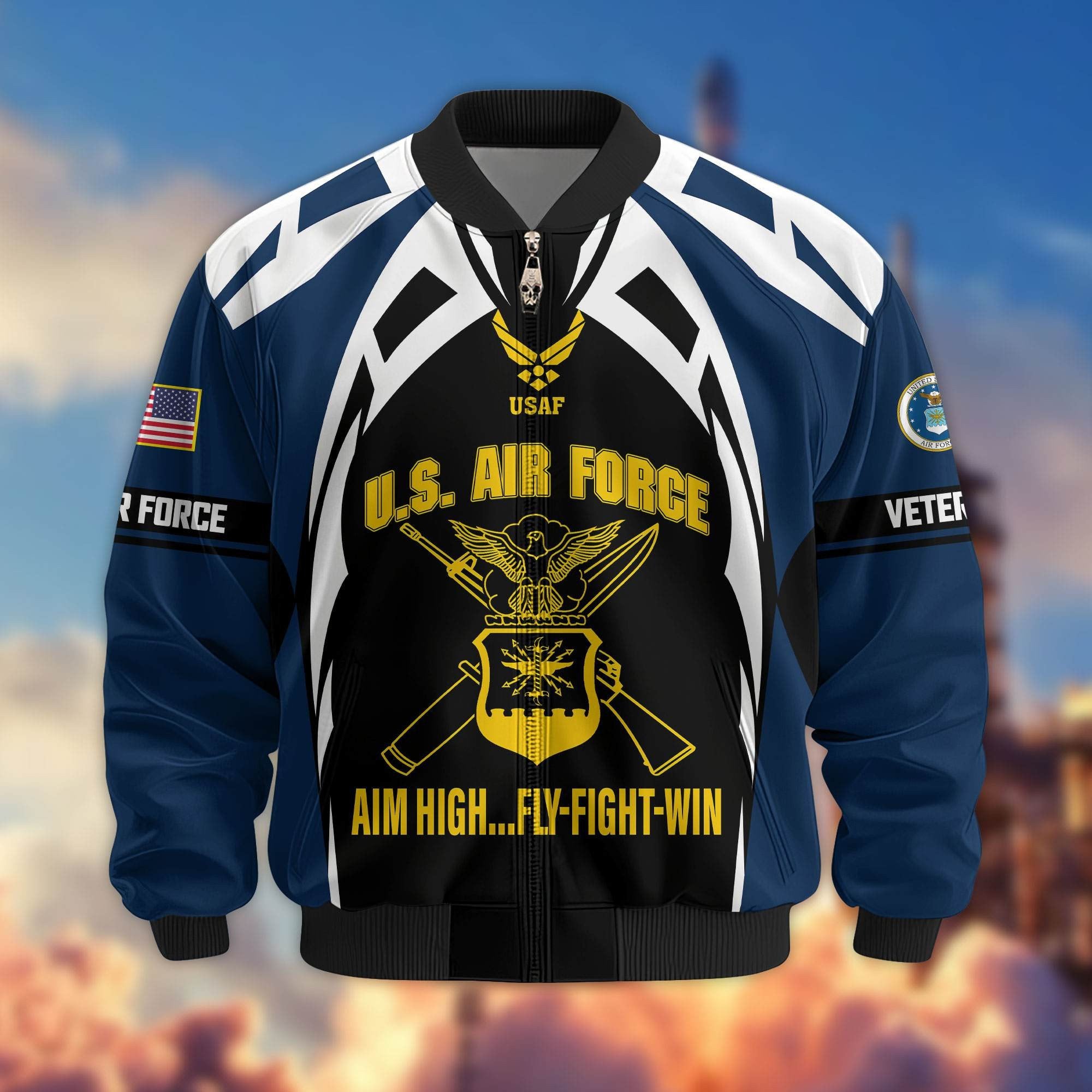 Premium US Veterans Bomber Jacket ATTN130821, Gifts For US Veterans, Gifts On Father's Day, Veterans Day.