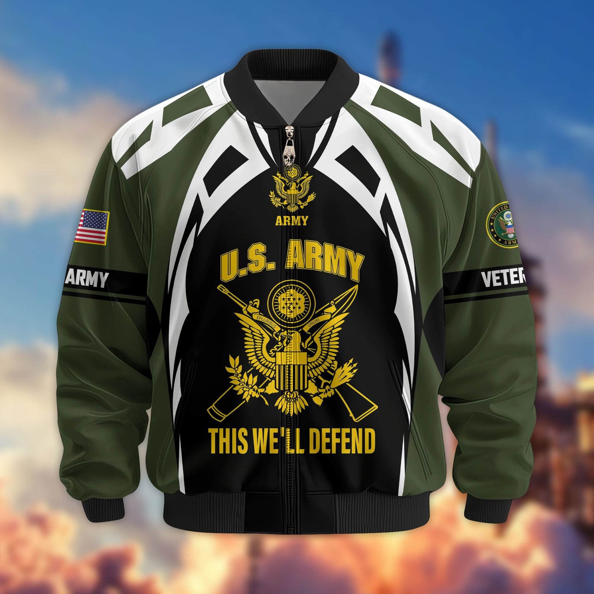 Premium US Veterans Bomber Jacket ATTN130821, Gifts For US Veterans, Gifts On Father's Day, Veterans Day.