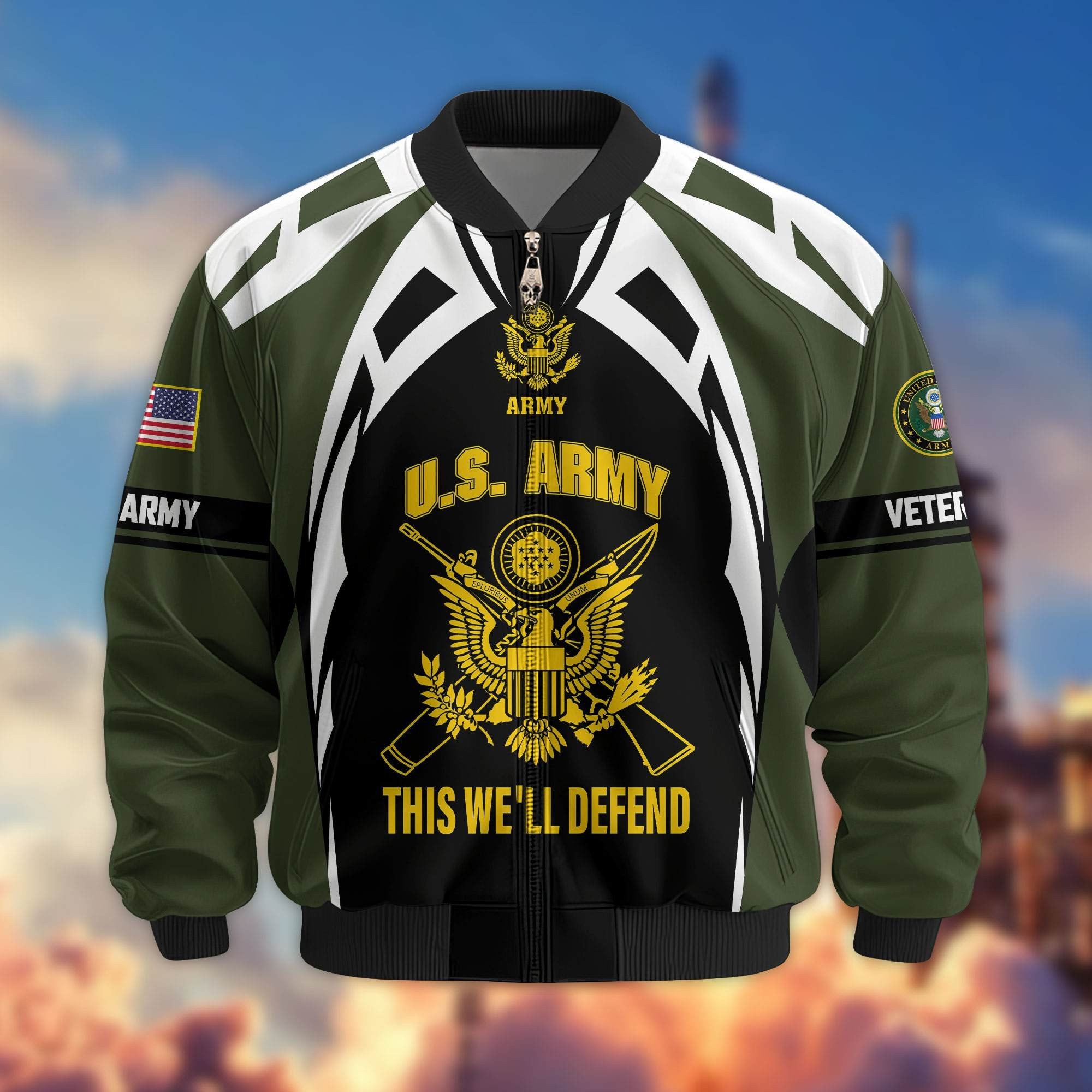 Premium US Veterans Bomber Jacket ATTN130821, Gifts For US Veterans, Gifts On Father's Day, Veterans Day.