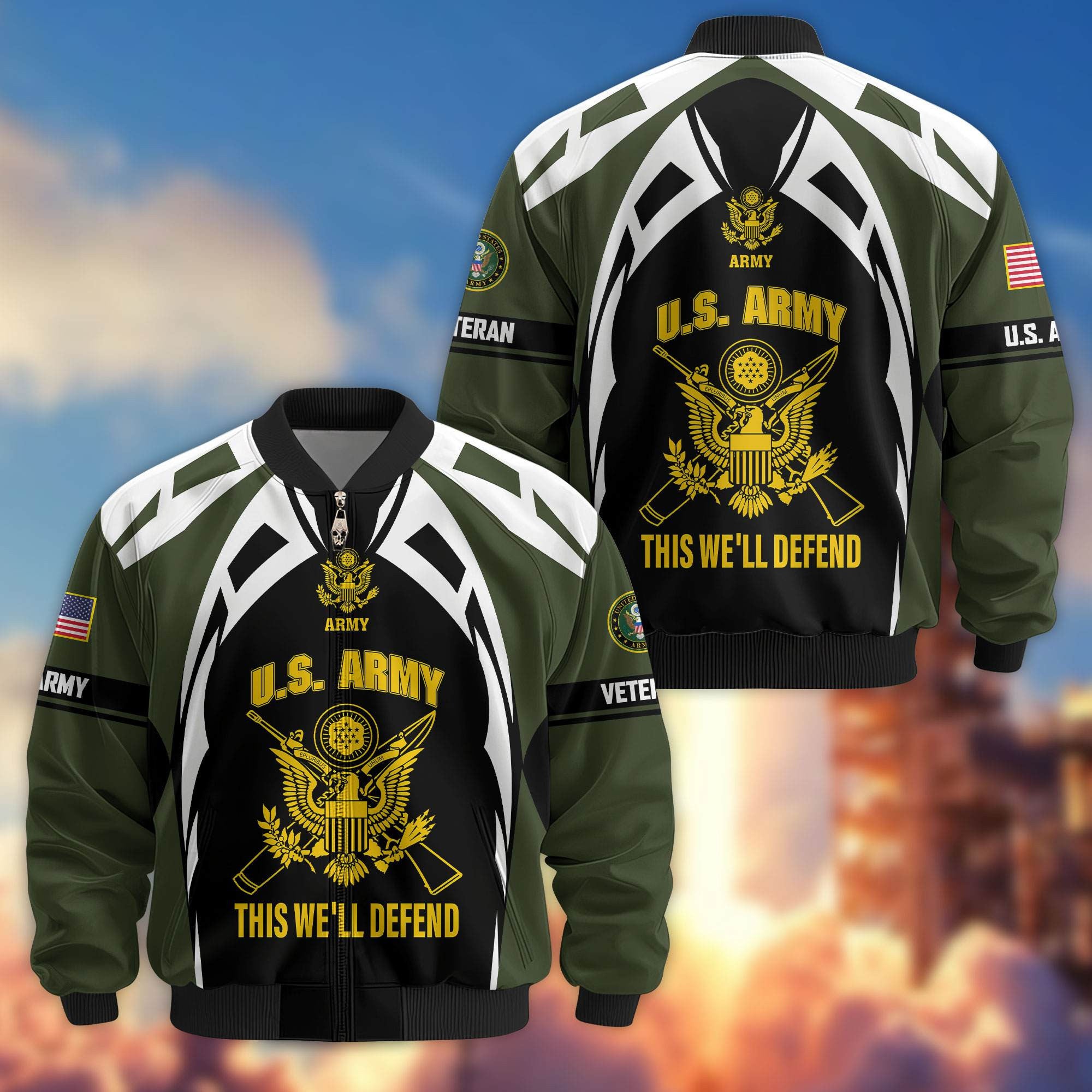 Premium US Veterans Bomber Jacket ATTN130821, Gifts For US Veterans, Gifts On Father's Day, Veterans Day.
