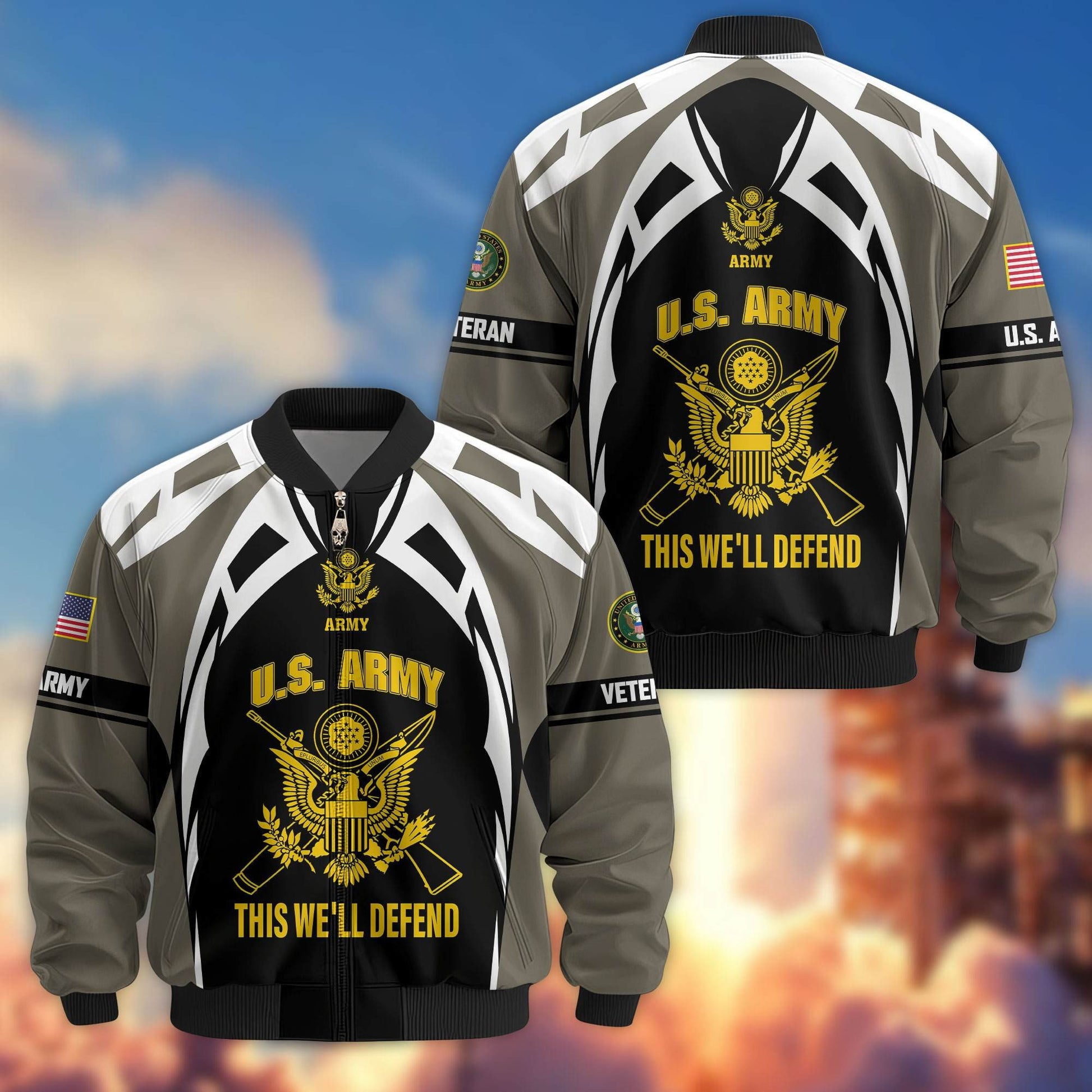Premium US Veterans Bomber Jacket ATTN130821, Gifts For US Veterans, Gifts On Father's Day, Veterans Day.