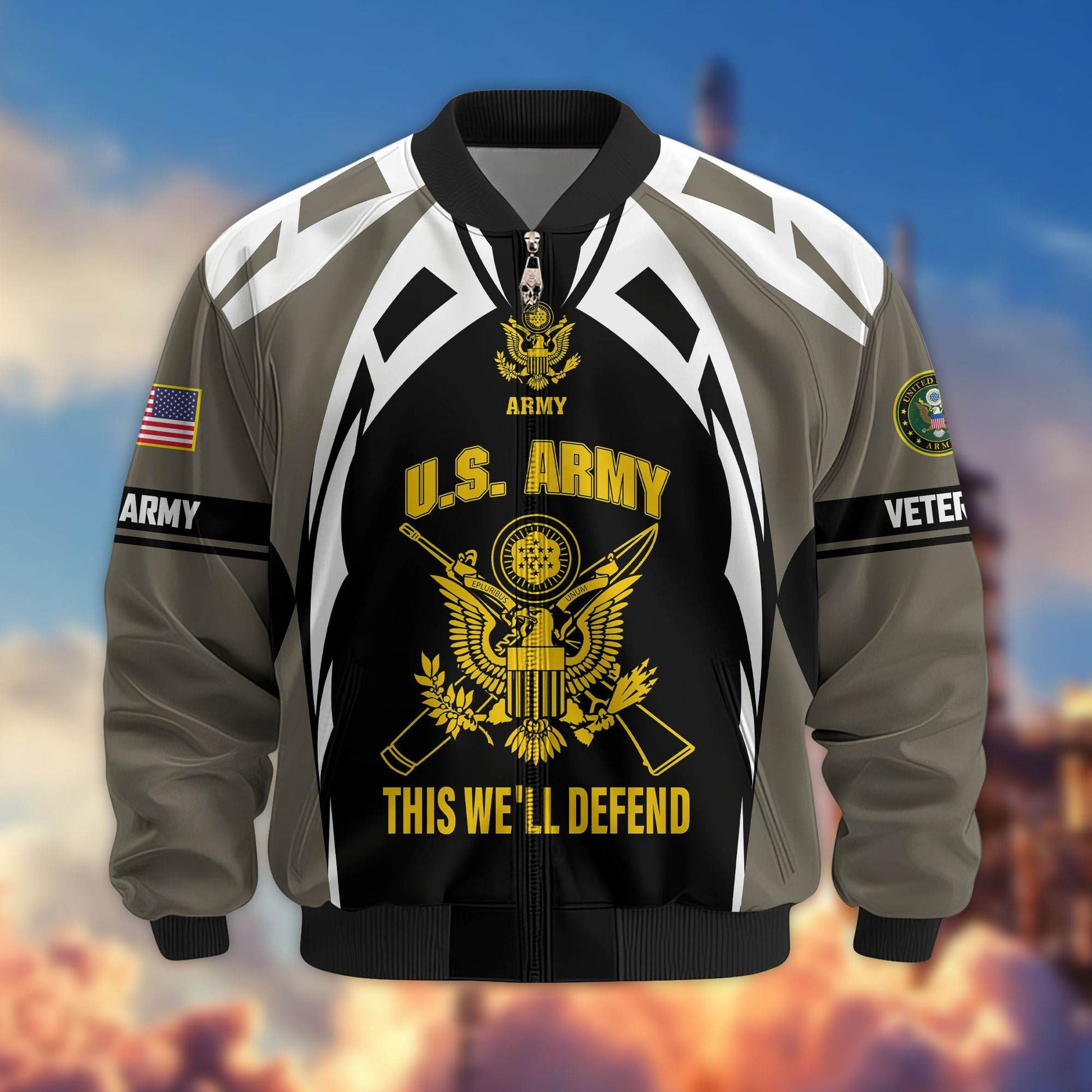 Premium US Veterans Bomber Jacket ATTN130821, Gifts For US Veterans, Gifts On Father's Day, Veterans Day.