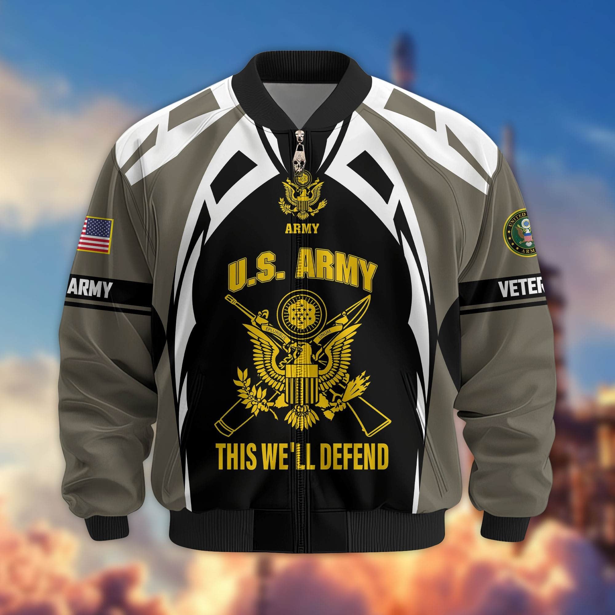 Premium US Veterans Bomber Jacket ATTN130821, Gifts For US Veterans, Gifts On Father's Day, Veterans Day.