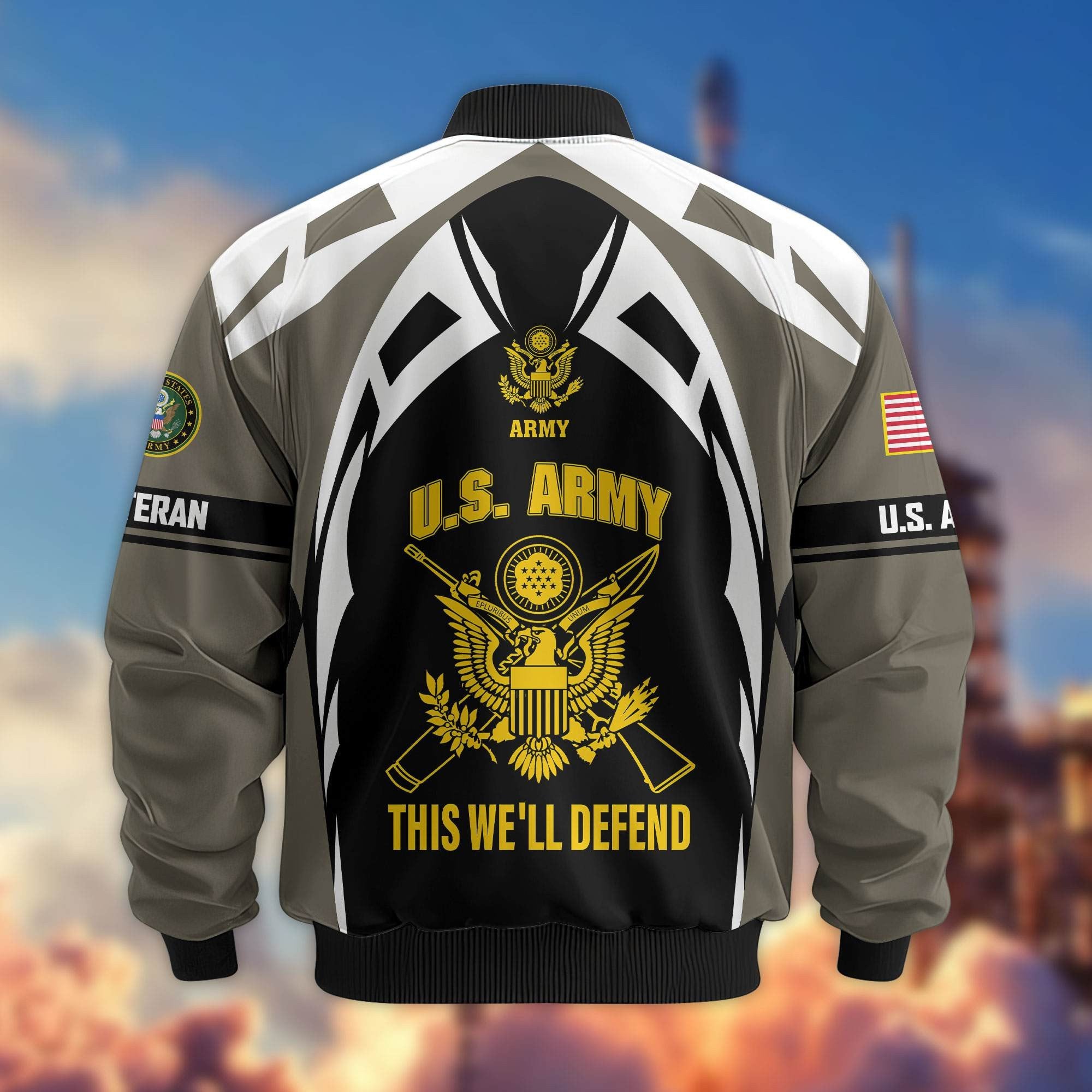 Premium US Veterans Bomber Jacket ATTN130821, Gifts For US Veterans, Gifts On Father's Day, Veterans Day.