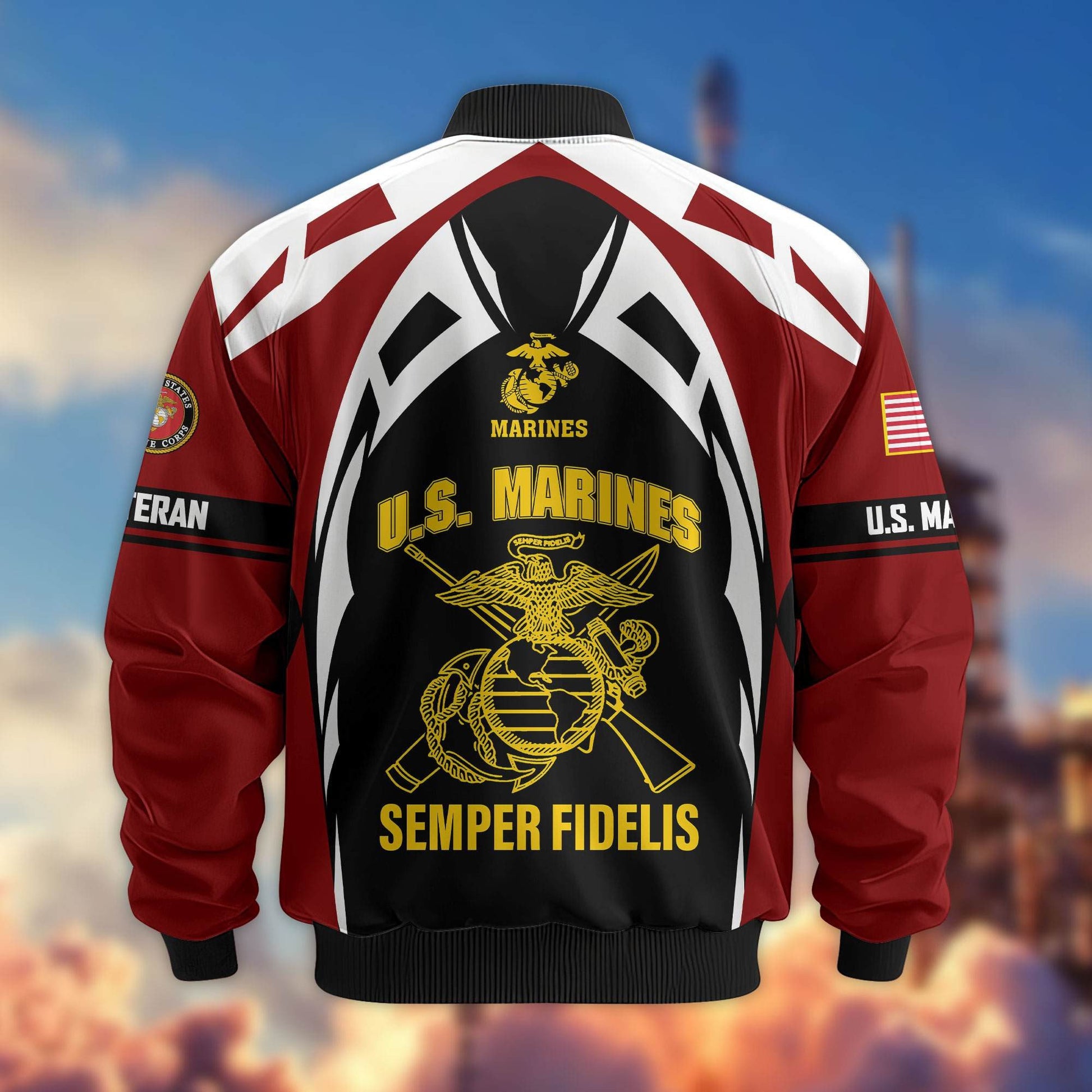 Premium US Veterans Bomber Jacket ATTN130821, Gifts For US Veterans, Gifts On Father's Day, Veterans Day.