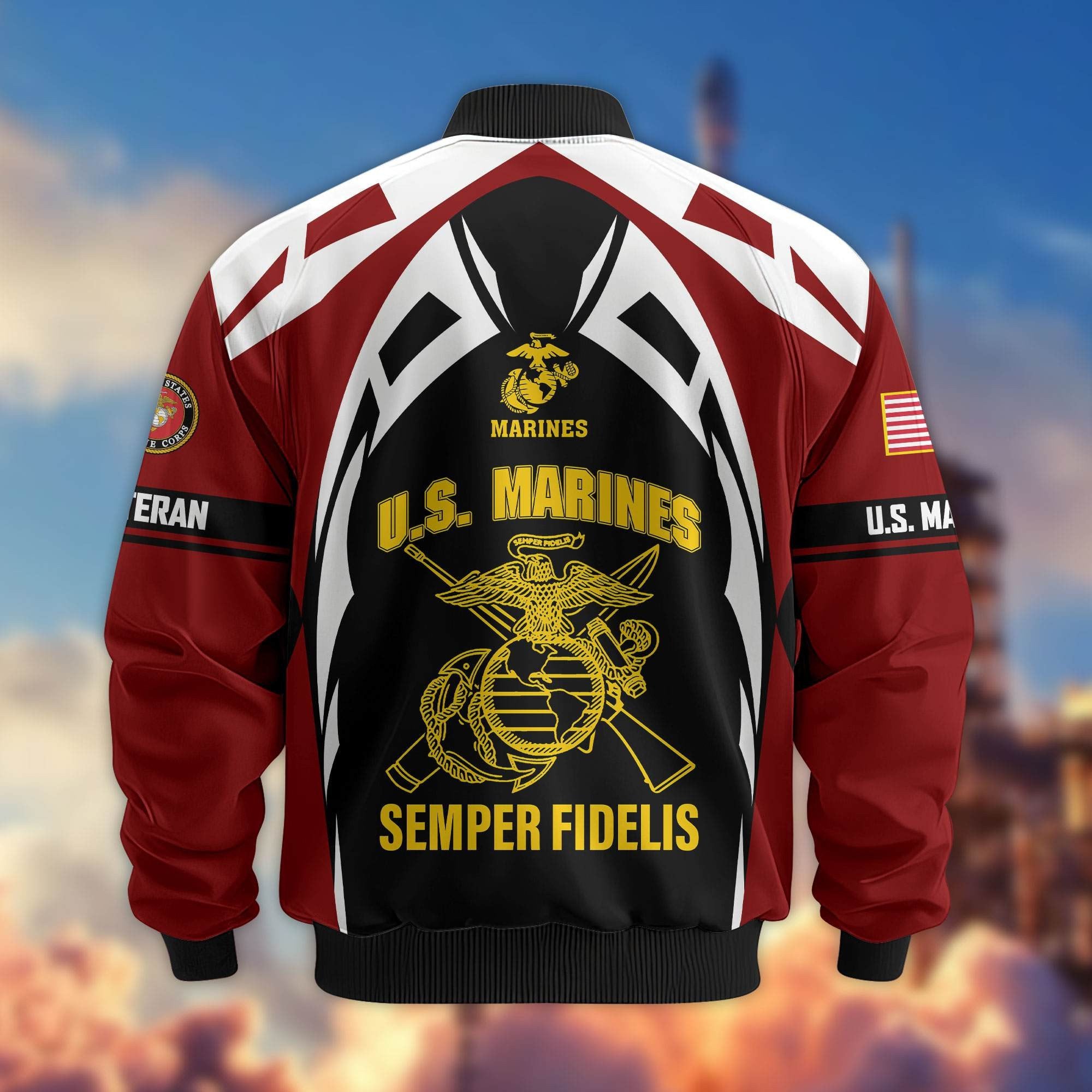 Premium US Veterans Bomber Jacket ATTN130821, Gifts For US Veterans, Gifts On Father's Day, Veterans Day.