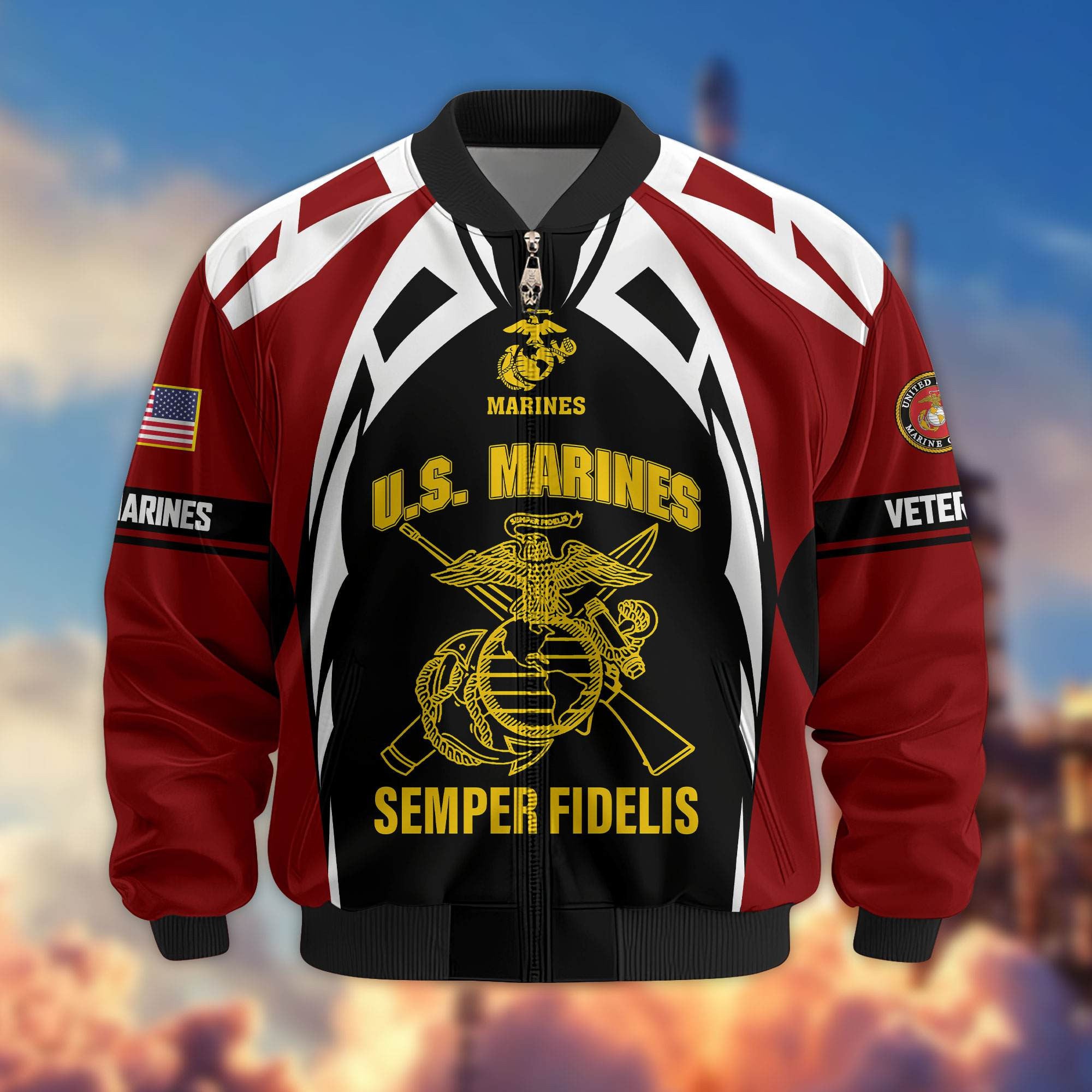 Premium US Veterans Bomber Jacket ATTN130821, Gifts For US Veterans, Gifts On Father's Day, Veterans Day.