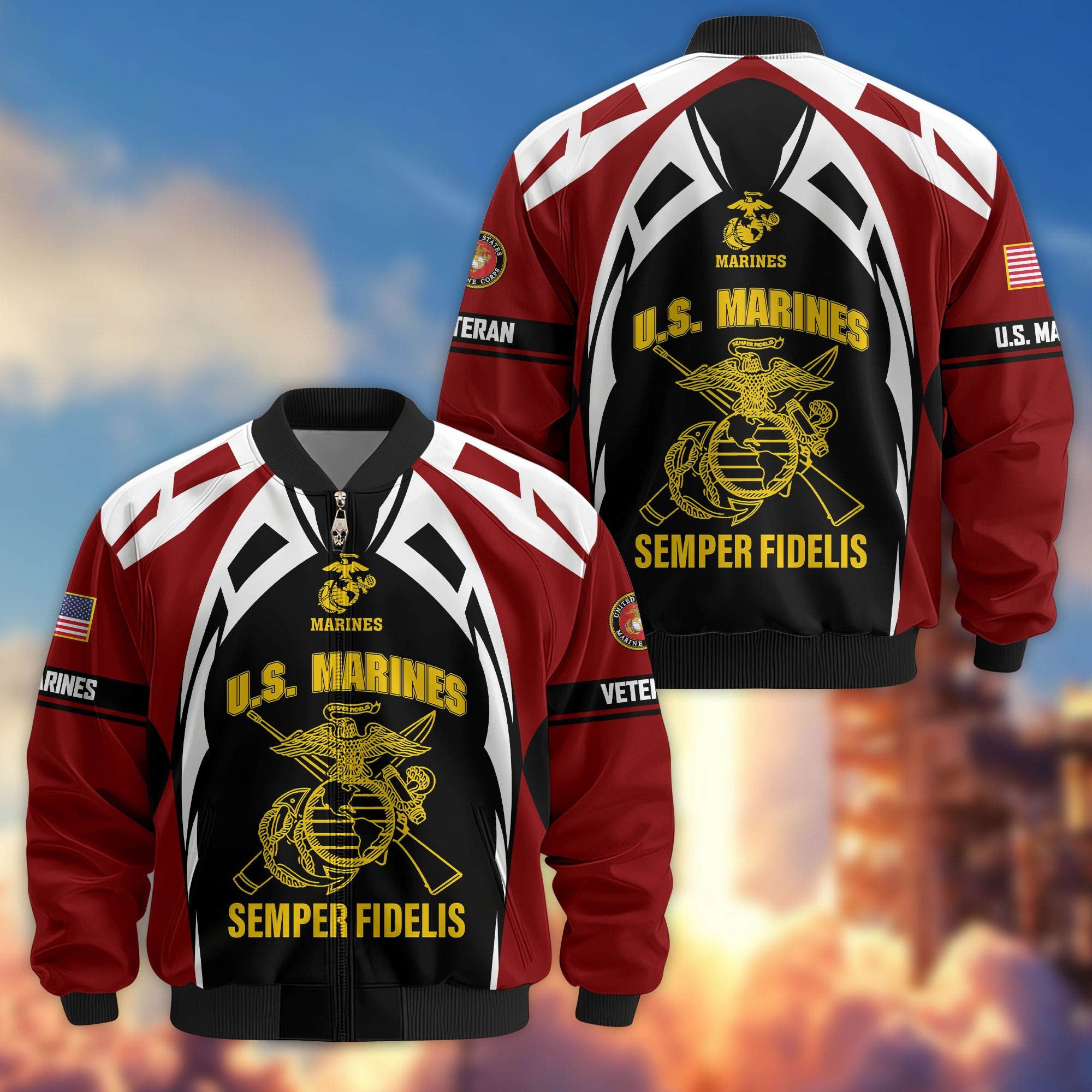 Premium US Veterans Bomber Jacket ATTN130821, Gifts For US Veterans, Gifts On Father's Day, Veterans Day.