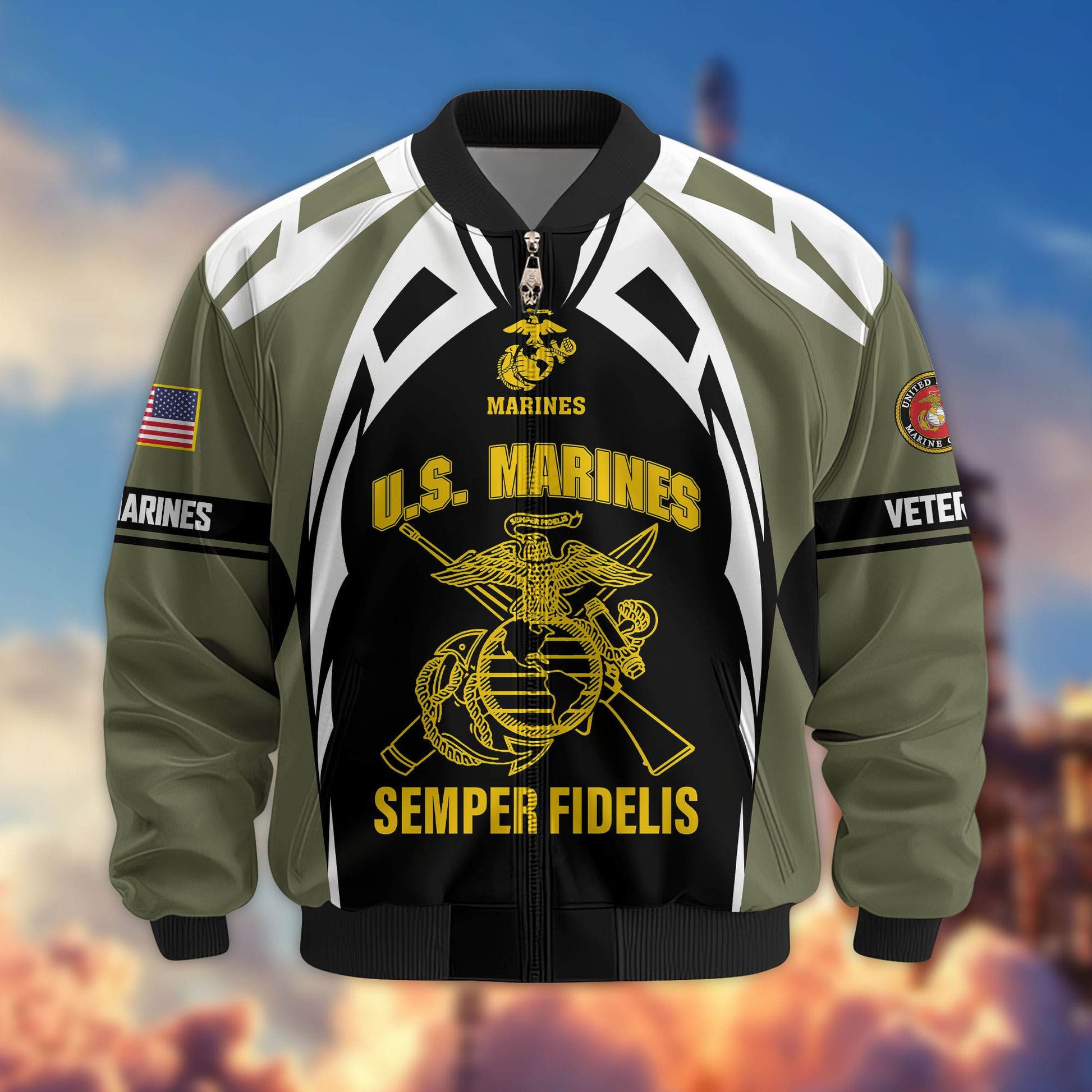 Premium US Veterans Bomber Jacket ATTN130821, Gifts For US Veterans, Gifts On Father's Day, Veterans Day.