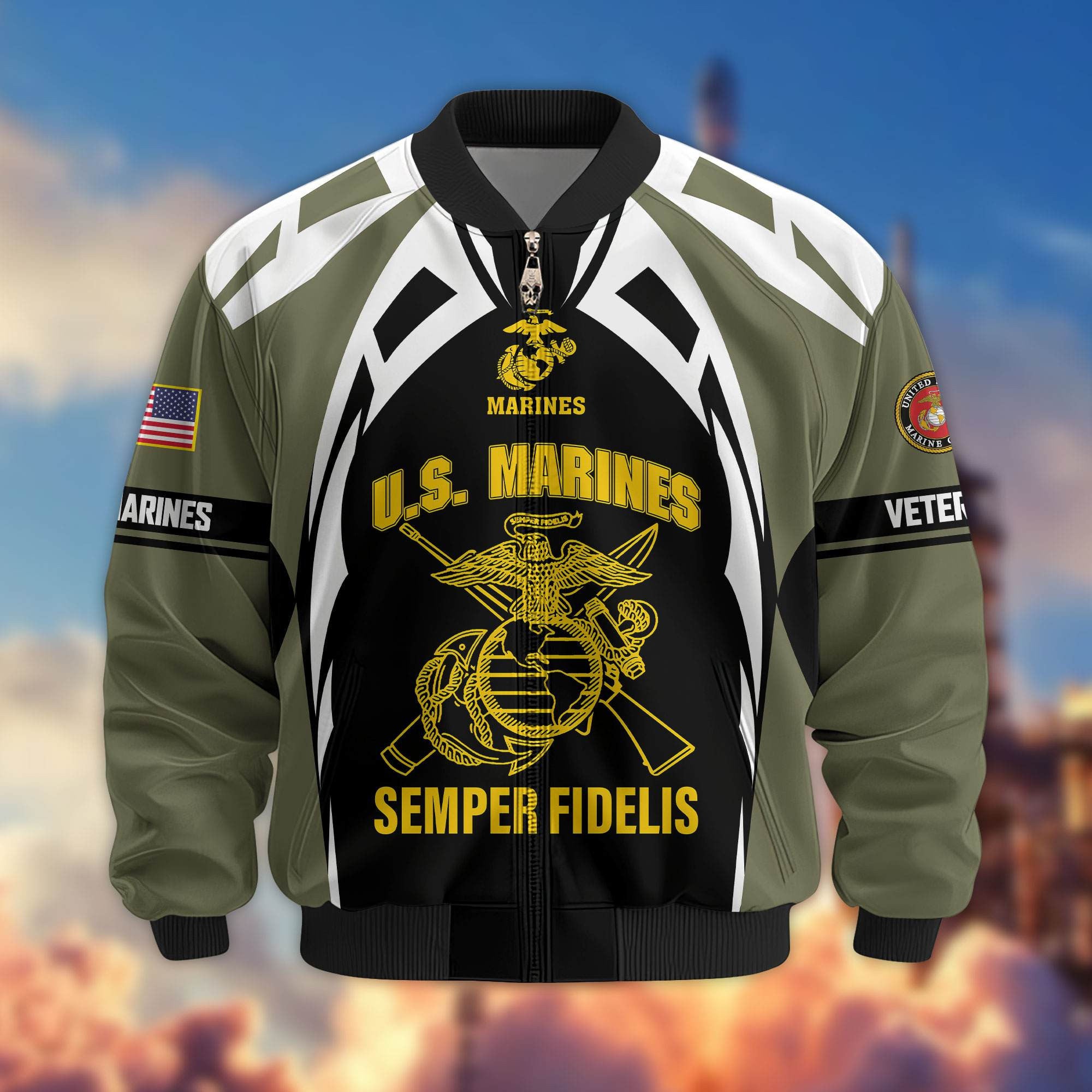 Premium US Veterans Bomber Jacket ATTN130821, Gifts For US Veterans, Gifts On Father's Day, Veterans Day.