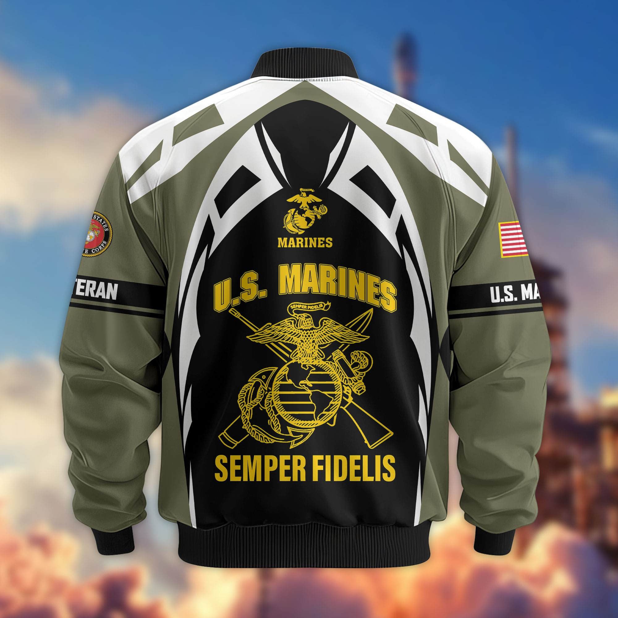Premium US Veterans Bomber Jacket ATTN130821, Gifts For US Veterans, Gifts On Father's Day, Veterans Day.