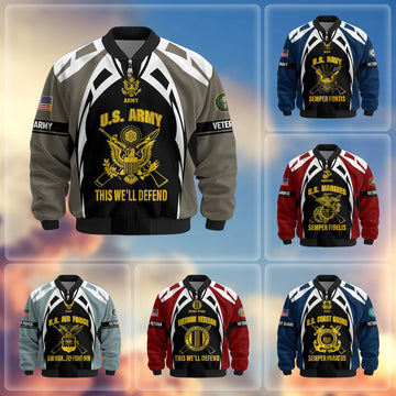 Premium US Veterans Bomber Jacket ATTN130821, Gifts For US Veterans, Gifts On Father's Day, Veterans Day.