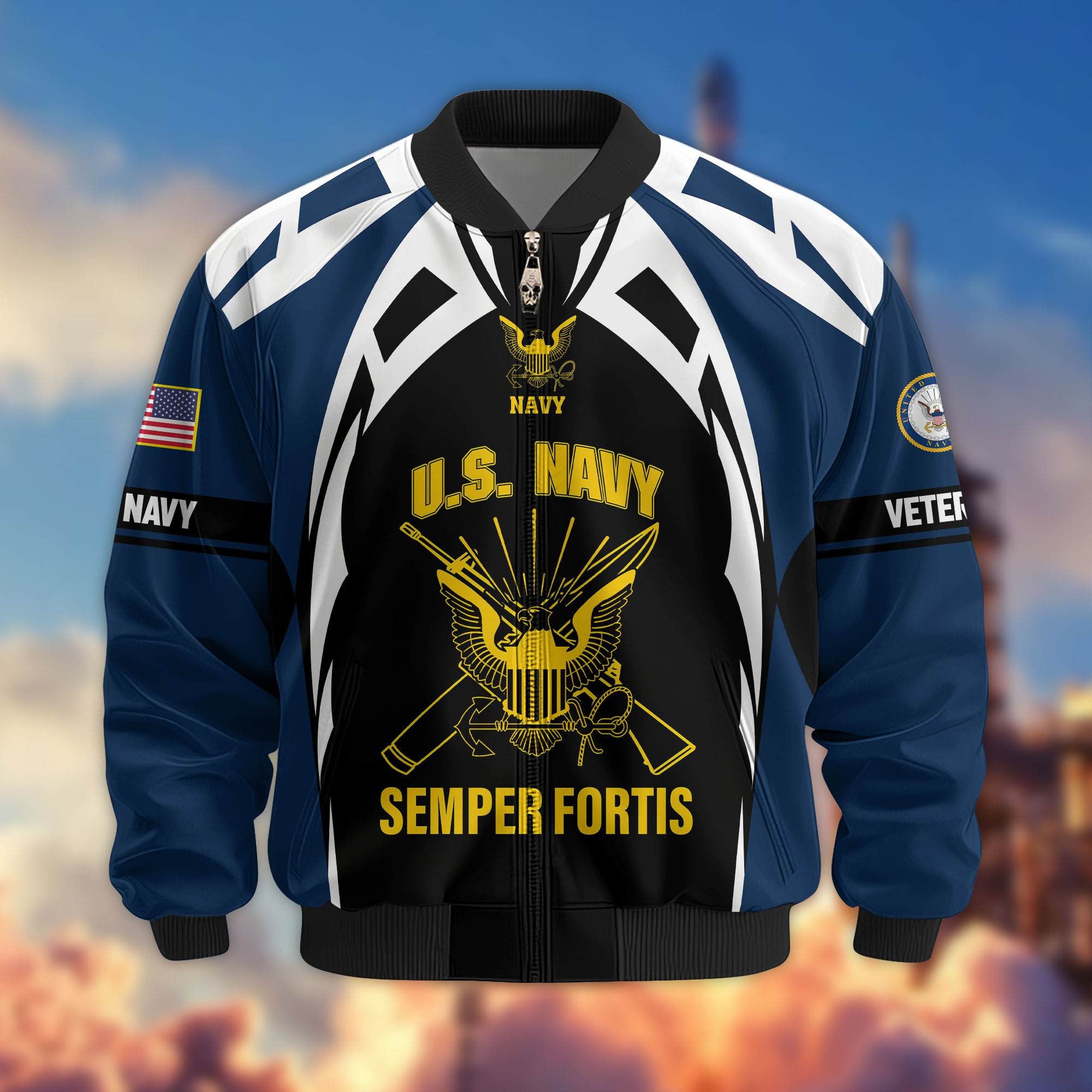 Premium US Veterans Bomber Jacket ATTN130821, Gifts For US Veterans, Gifts On Father's Day, Veterans Day.