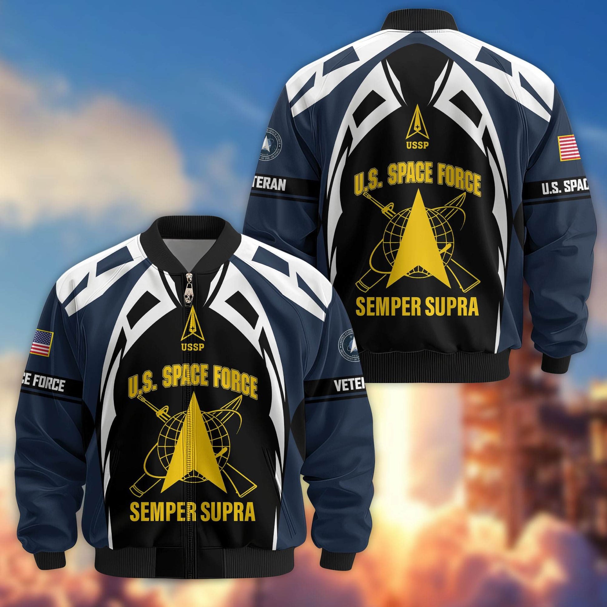 Premium US Veterans Bomber Jacket ATTN130821, Gifts For US Veterans, Gifts On Father's Day, Veterans Day.