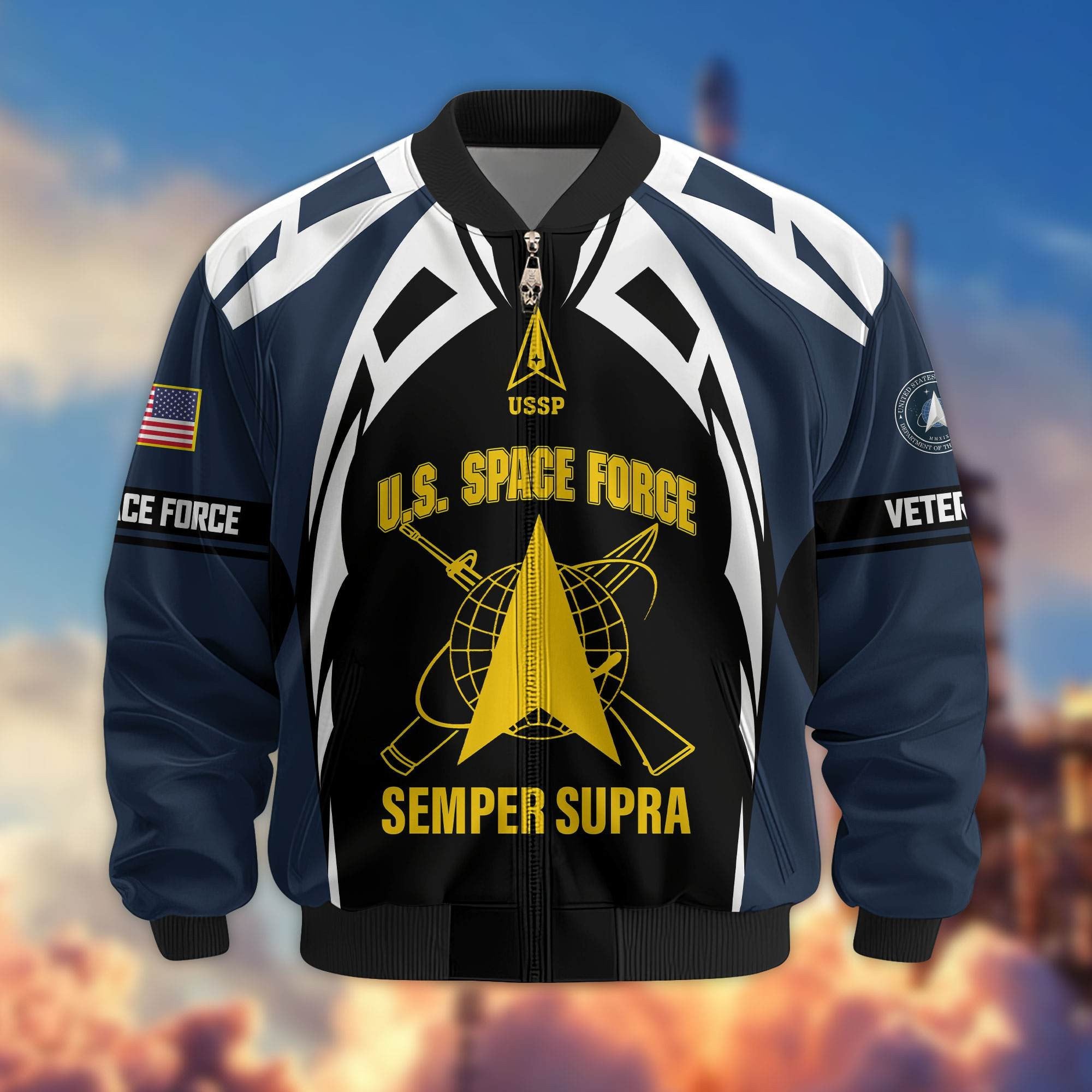 Premium US Veterans Bomber Jacket ATTN130821, Gifts For US Veterans, Gifts On Father's Day, Veterans Day.