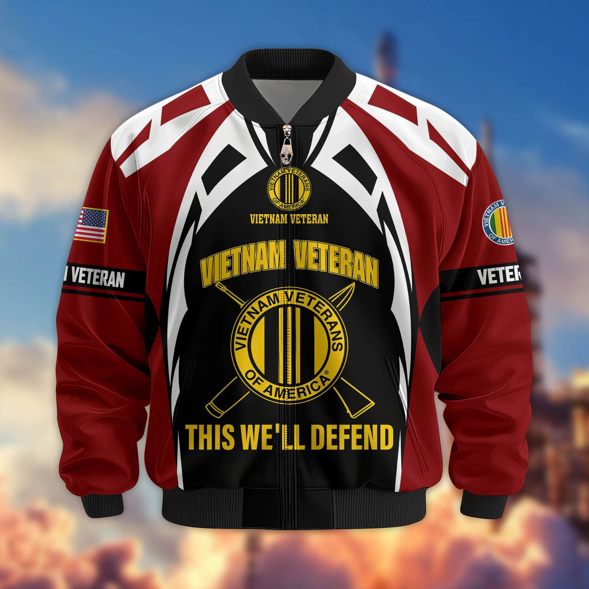 Premium US Veterans Bomber Jacket ATTN130821, Gifts For US Veterans, Gifts On Father's Day, Veterans Day.