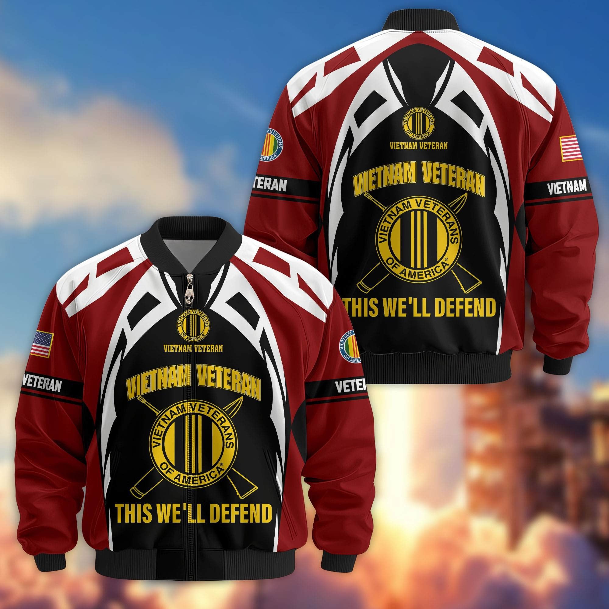 Premium US Veterans Bomber Jacket ATTN130821, Gifts For US Veterans, Gifts On Father's Day, Veterans Day.