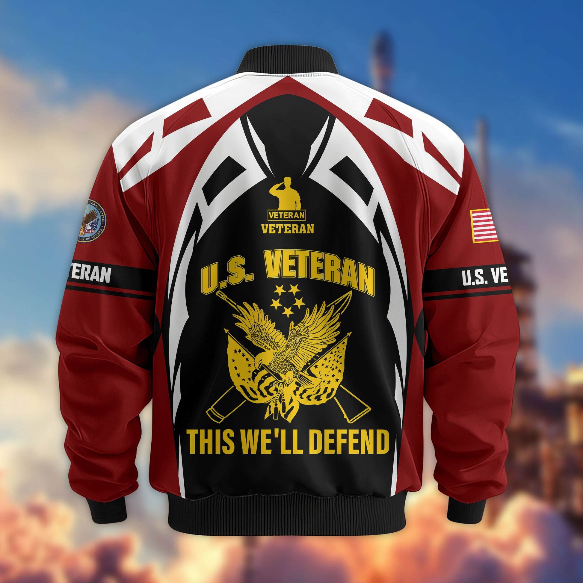 Premium US Veterans Bomber Jacket ATTN130821, Gifts For US Veterans, Gifts On Father's Day, Veterans Day.