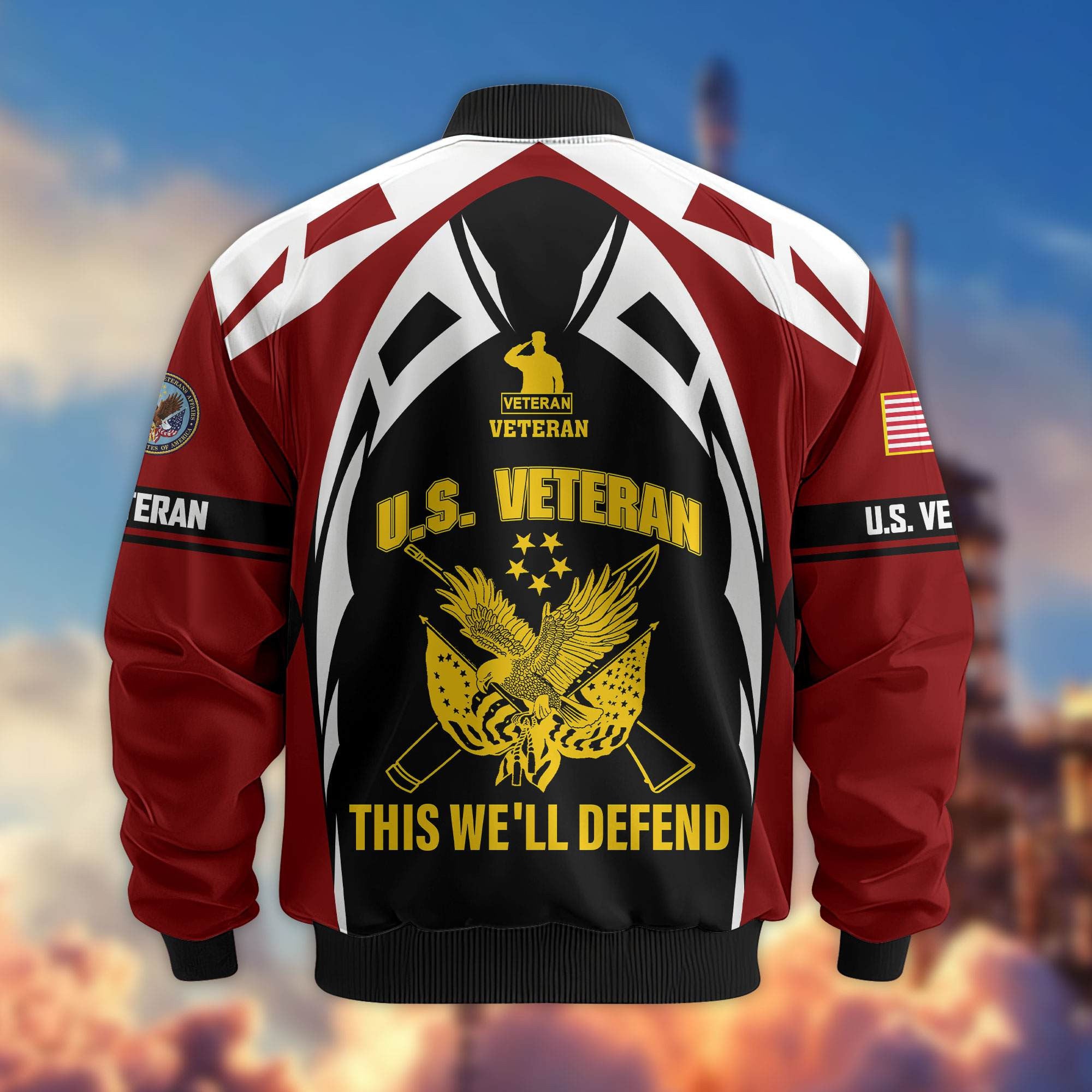 Premium US Veterans Bomber Jacket ATTN130821, Gifts For US Veterans, Gifts On Father's Day, Veterans Day.