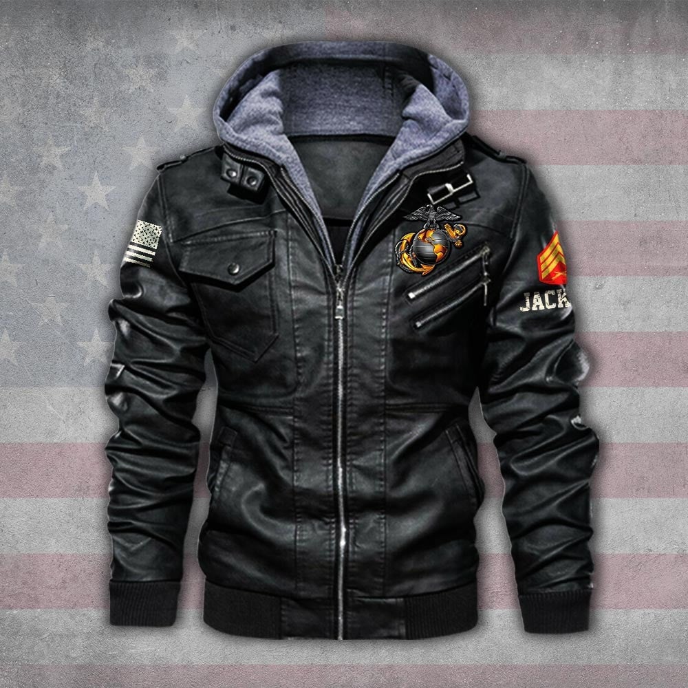 Premium Custom USMC Leather Jacket VPVC702261, Gifts For Marine Veteran, Gifts On Father's Day, Veterans Day.