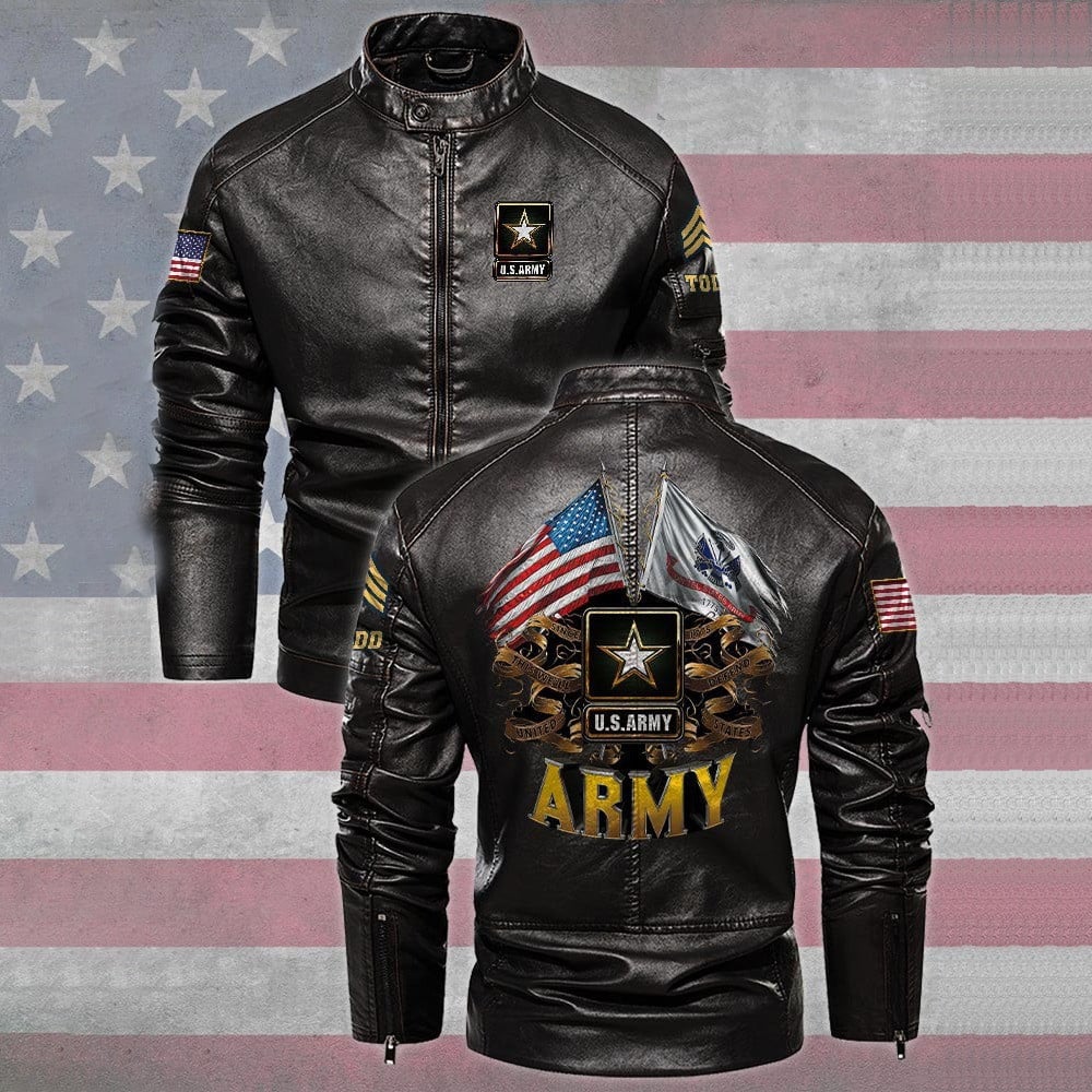 Premium Personalized US Army Veteran Leather Jacket VPVC702268, Gifts For Army Veteran, Gifts On Father's Day, Veterans Day.