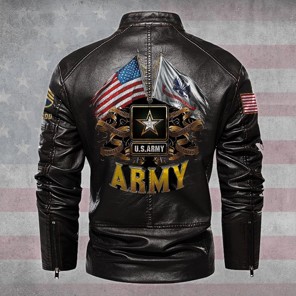 Premium Personalized US Army Veteran Leather Jacket VPVC702268, Gifts For Army Veteran, Gifts On Father's Day, Veterans Day.