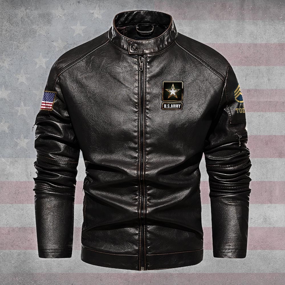 Premium Personalized US Army Veteran Leather Jacket VPVC702268, Gifts For Army Veteran, Gifts On Father's Day, Veterans Day.