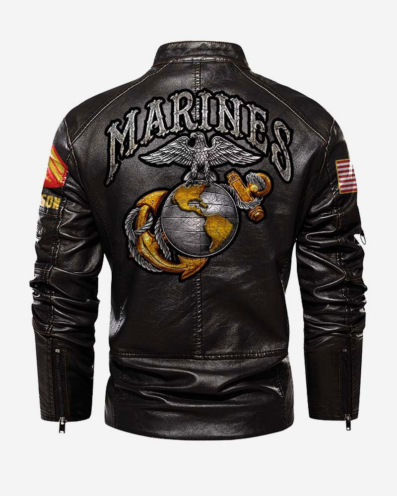 Premium Personalized USMC Veteran Leather Jacket VPVC702269, Gifts For Marine Veteran, Gifts On Father's Day, Veterans Day.